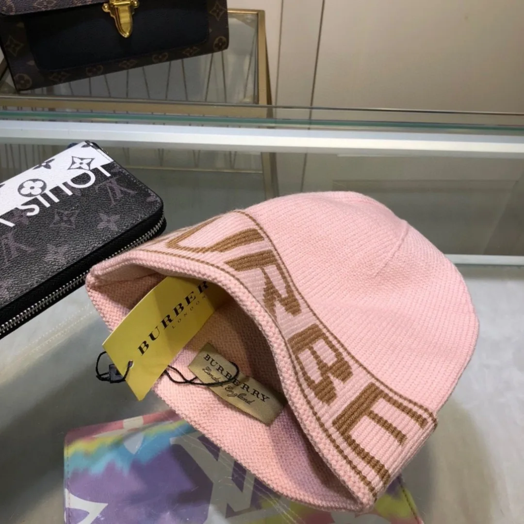 Burberry Lettered Beanie in Blue & Pink & Brown & Grey & Black · view 9