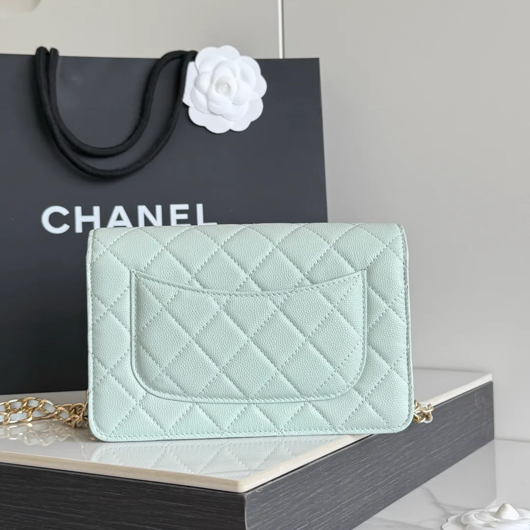 Chanel Calfskin Quilted Clutch in Green · view 3