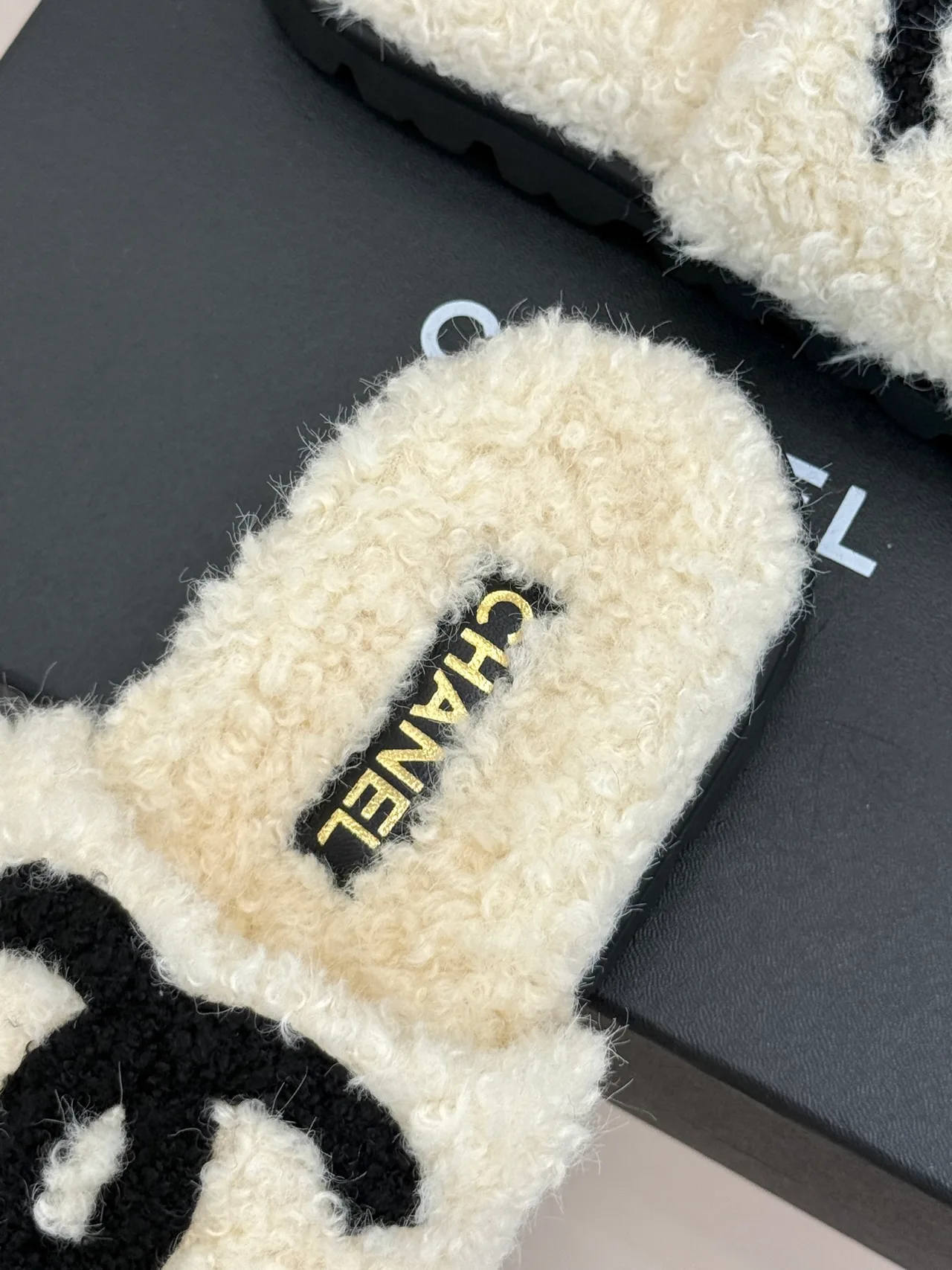 Chanel Denim Slippers in Cream · view 8