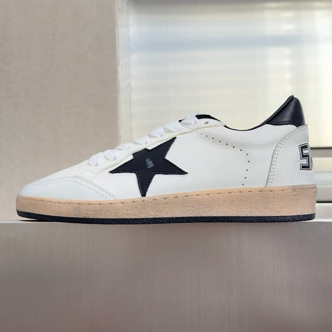 Golden Goose Cowhide Ball Star Sneakers in White · view 2