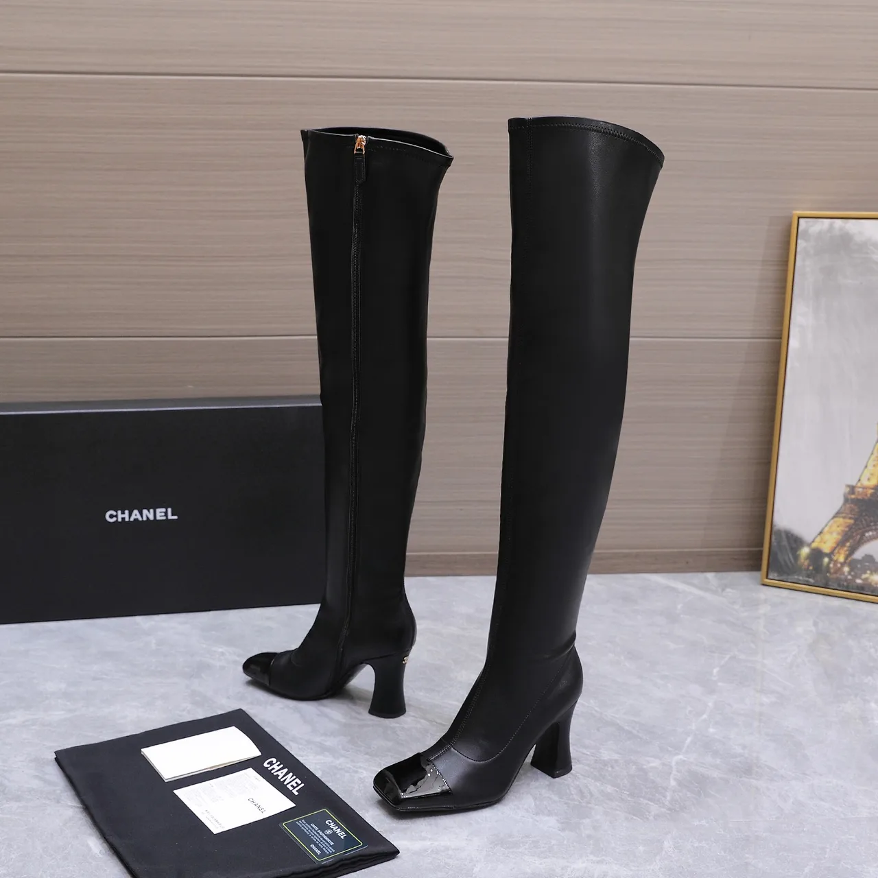 Chanel Cowhide Boots in Black · view 1