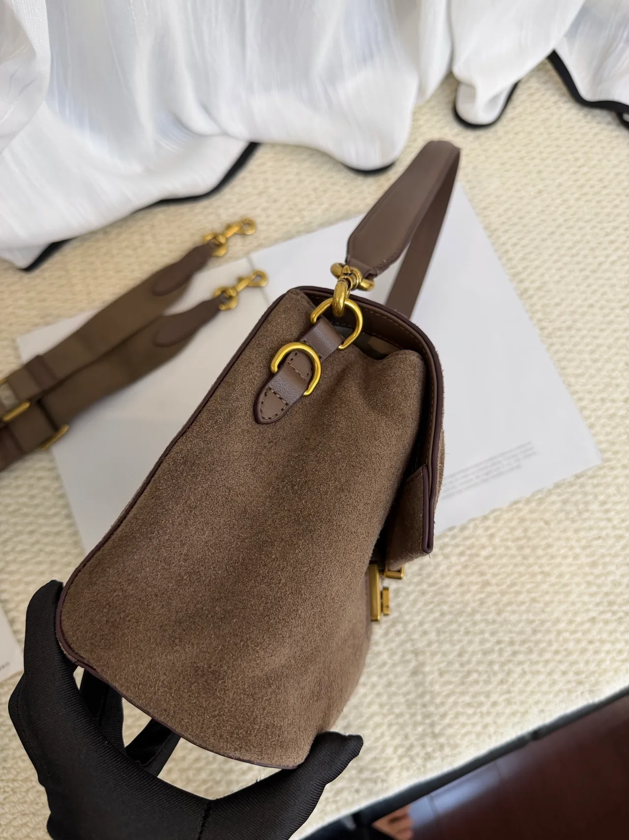 Marc Jacobs Cowhide Suede-Look Top-Handle Bag in Brown · view 7