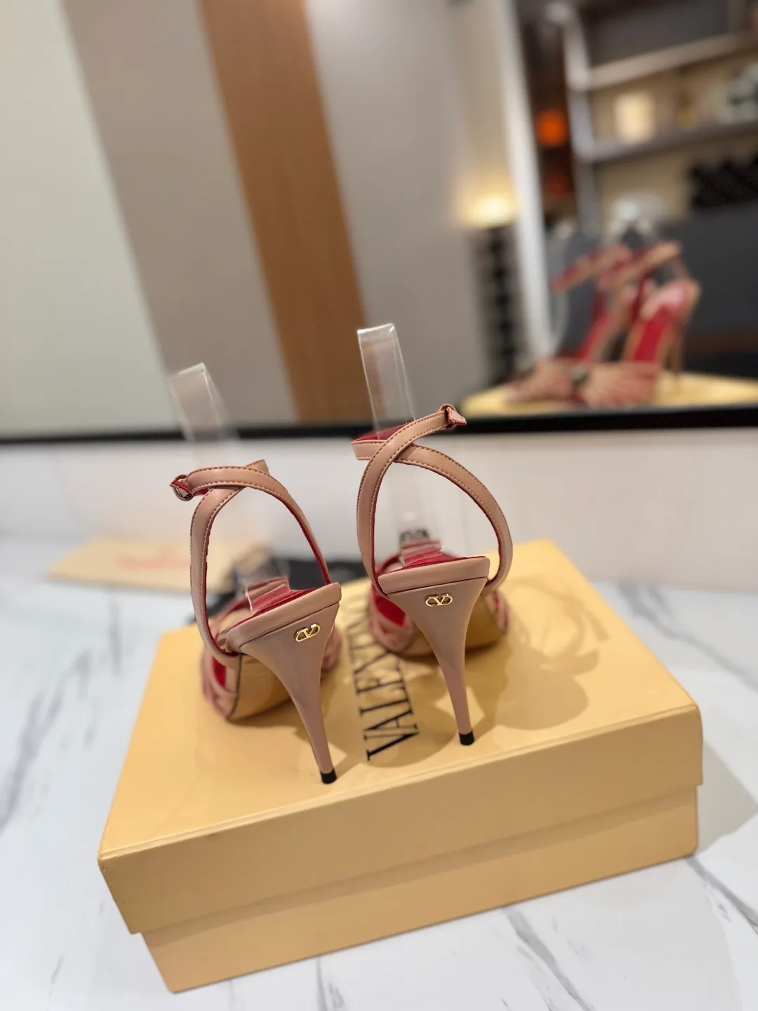 Valentino Jewel-Bow Strap Sandals in Pink · view 7