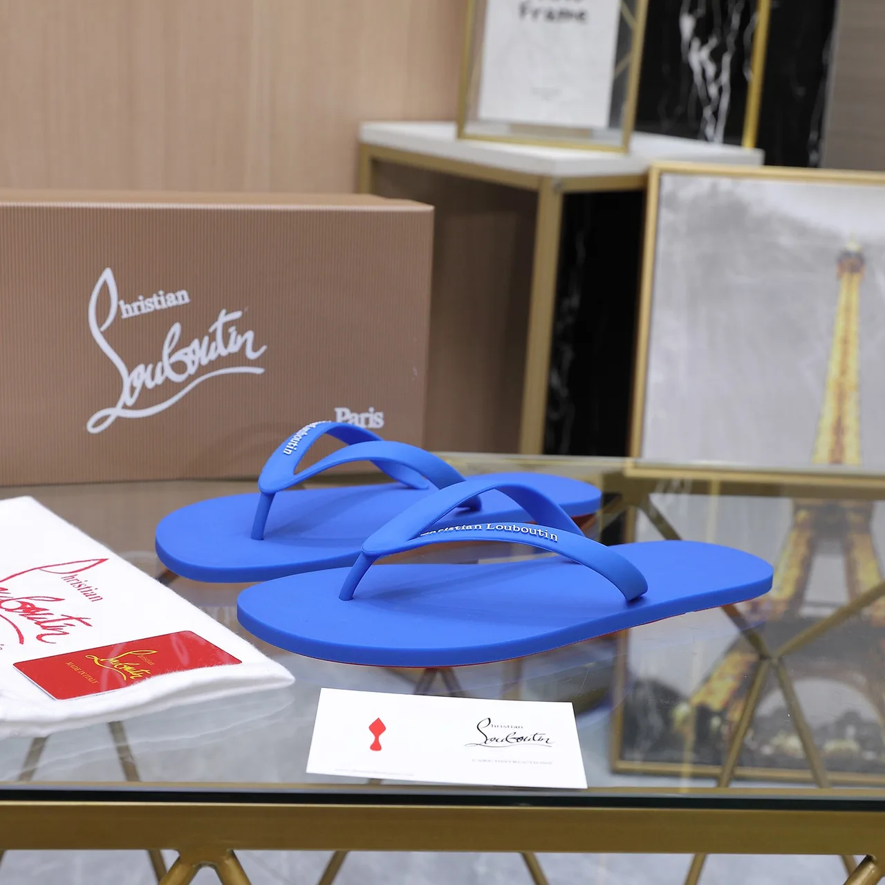 Christian Louboutin Flip-Flops in Blue & Green & Pink & Yellow · view 1