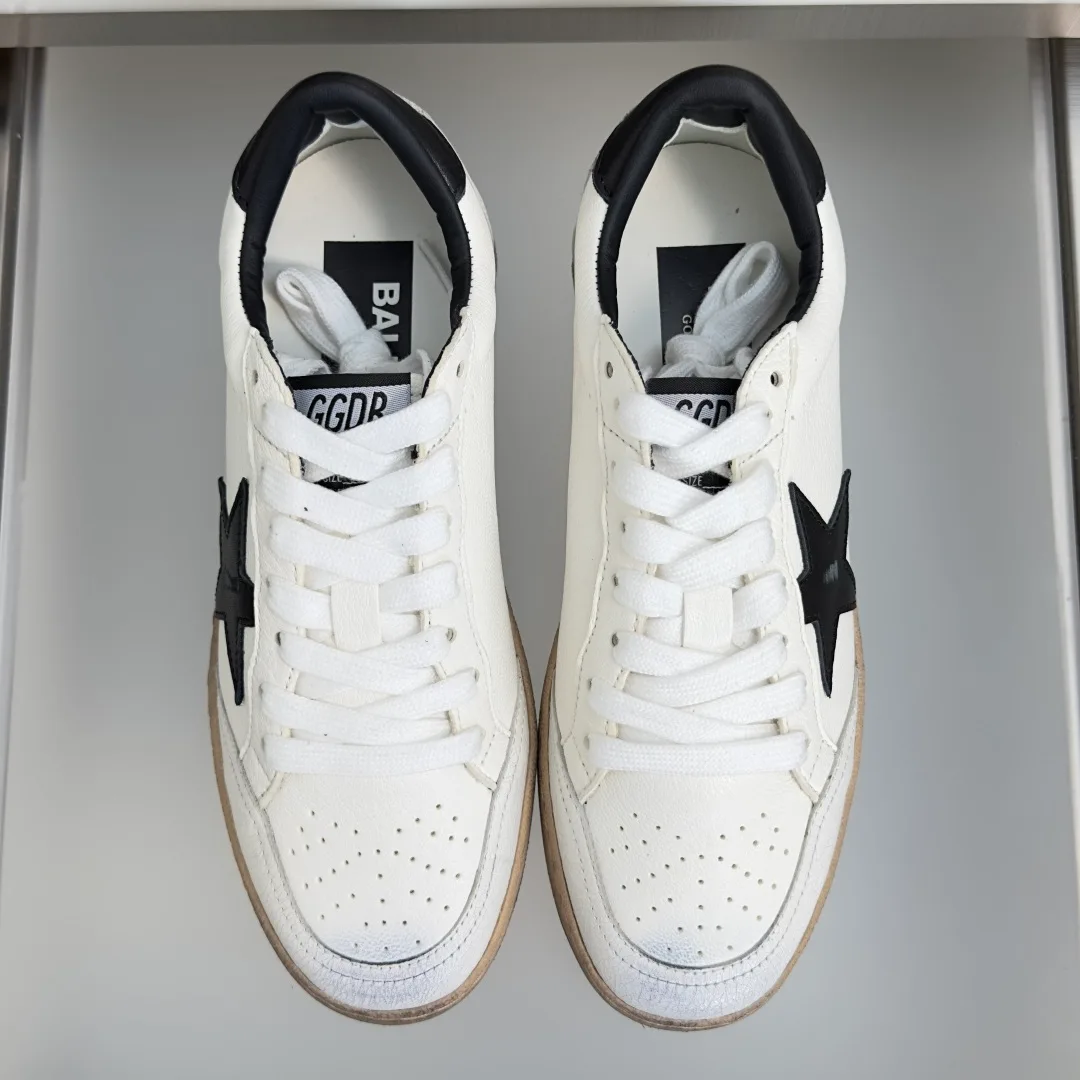 Golden Goose Cowhide Ball Star Sneakers in White · view 4