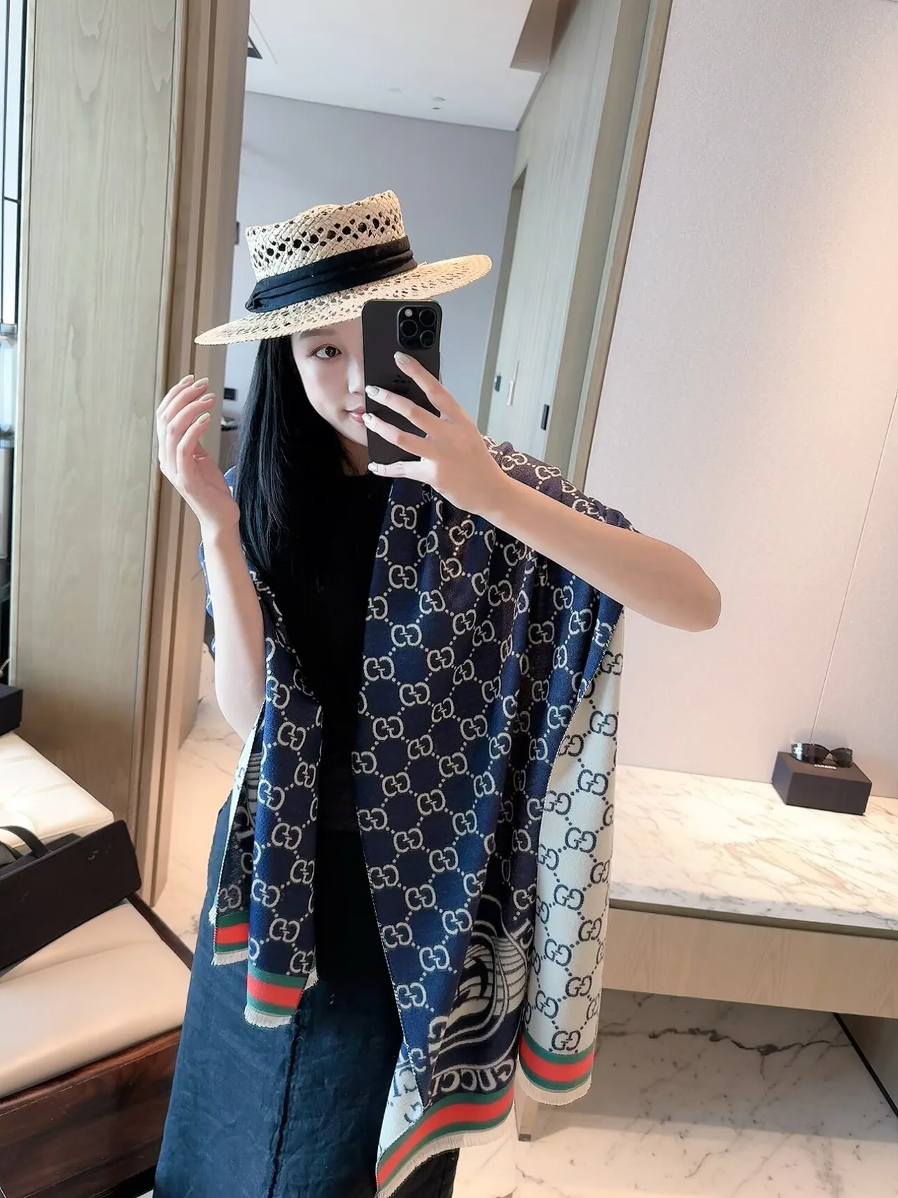 Gucci GG Scarf in Pink & Blue · view 6