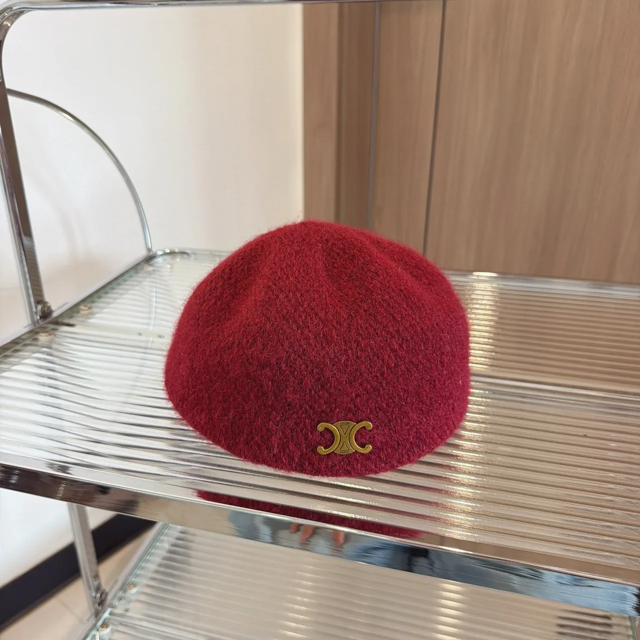 Celine Beret in Red & Brown & Grey & Black & White & Beige · view 1