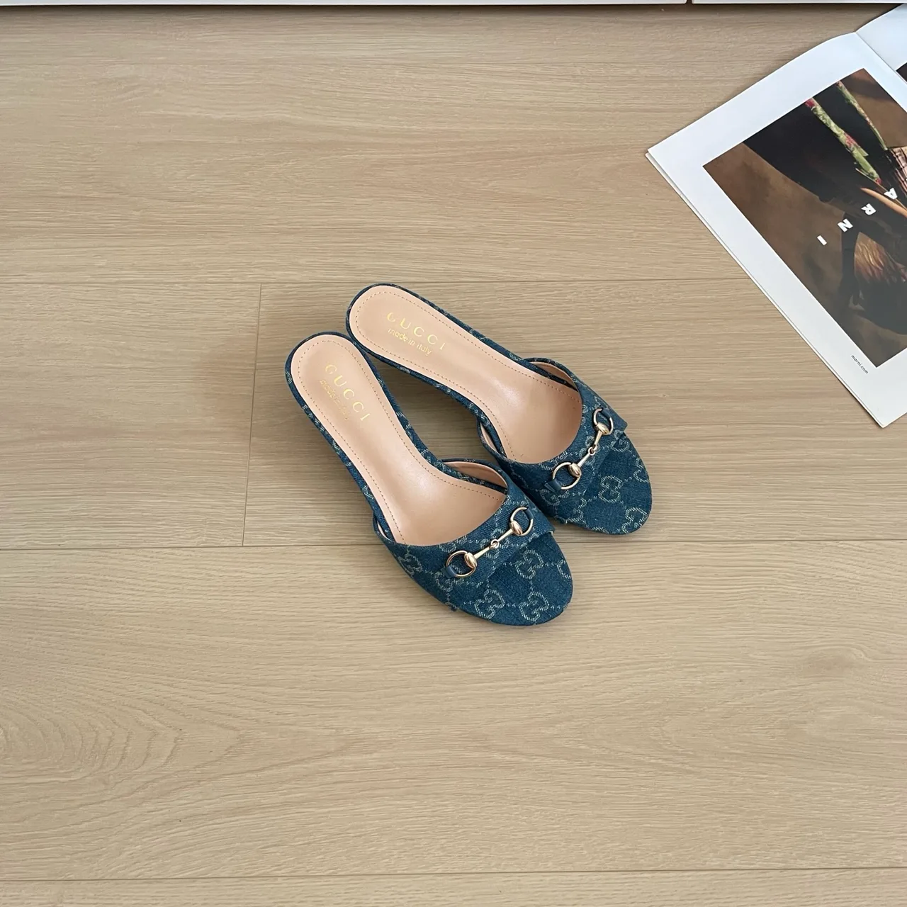Gucci Canvas Mules in Blue · view 3