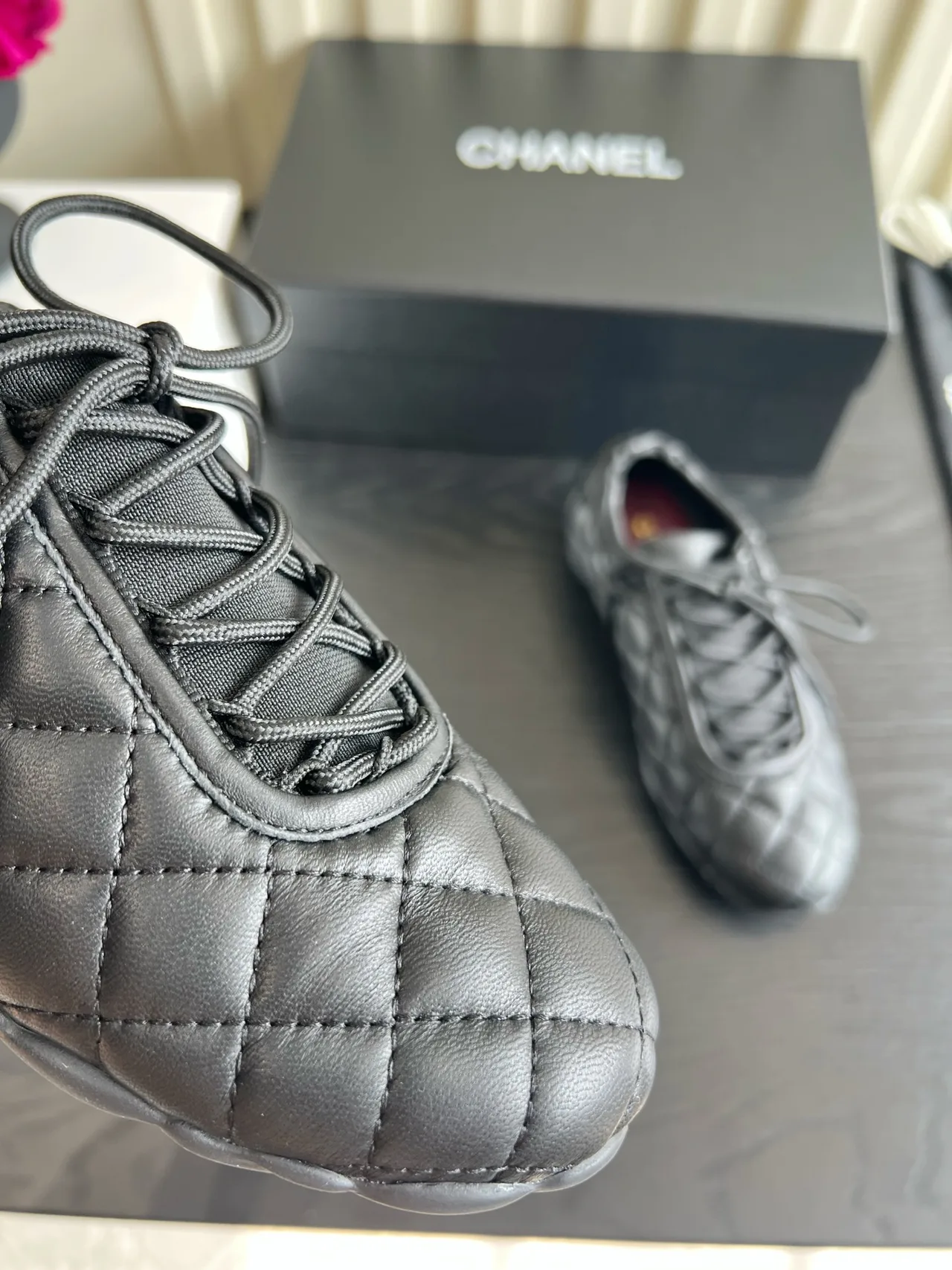 Chanel Sheepskin Smooth Sneakers in Black · view 7