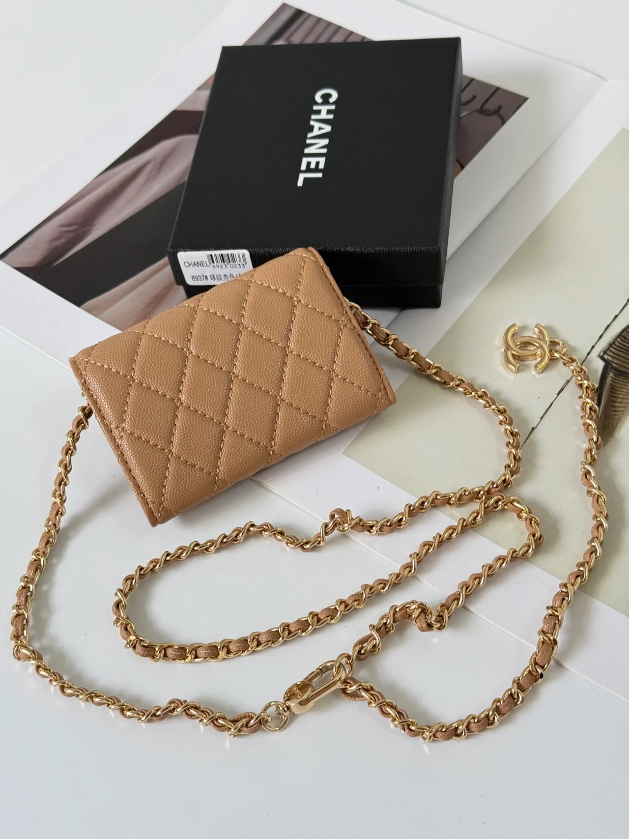 Chanel Quilted Wallet in Tan · view 2
