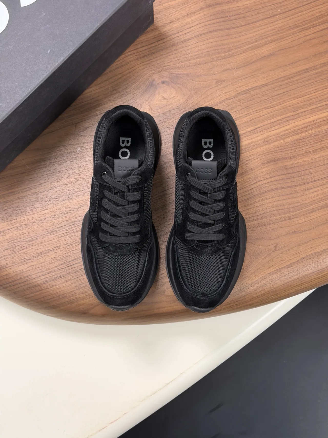 Boss Calfskin Sneakers in Black · view 1
