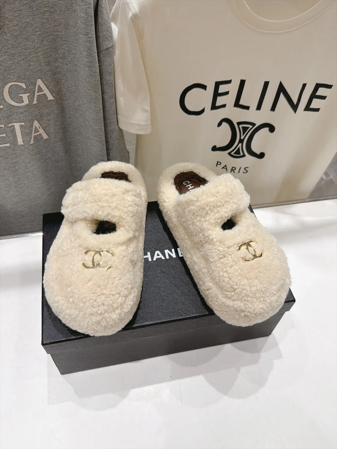 Chanel Smooth Slippers in Cream · view 2