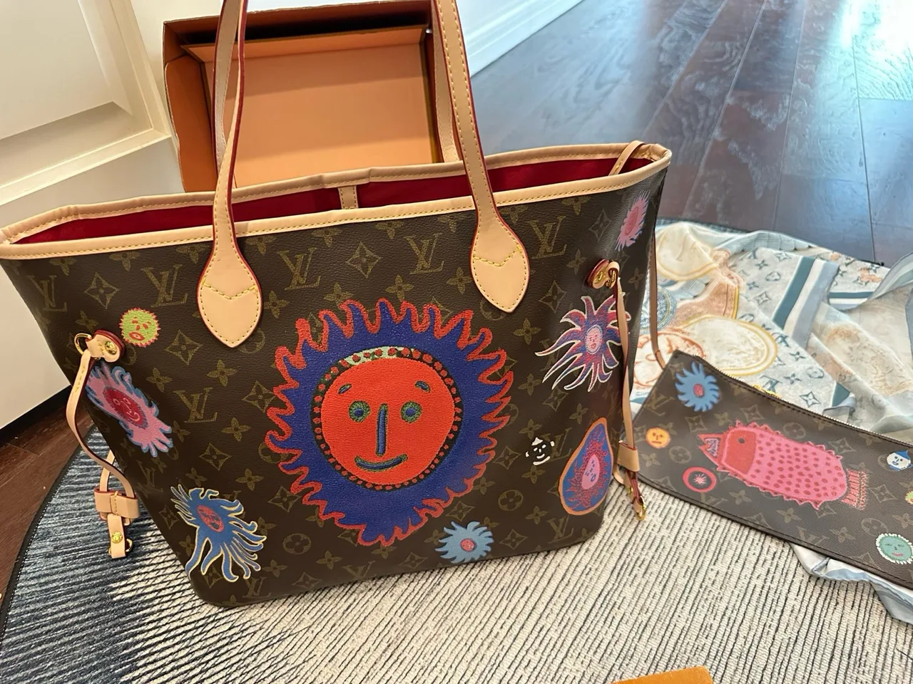 Louis Vuitton Neverfull Monogram Graphic-Print Open-Top Tote in Brown · view 1