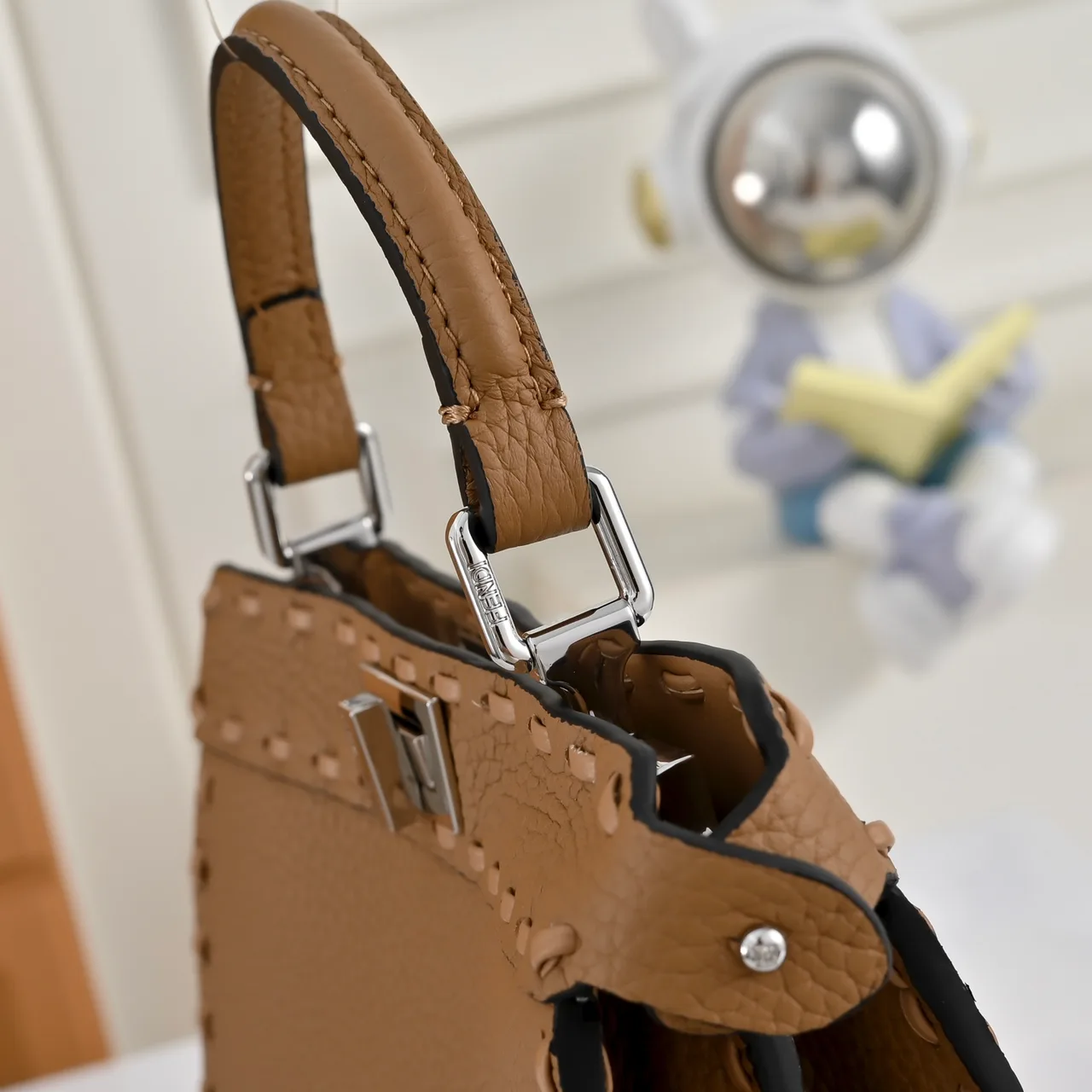 Fendi Calfskin Smooth Handbag in Tan · view 6