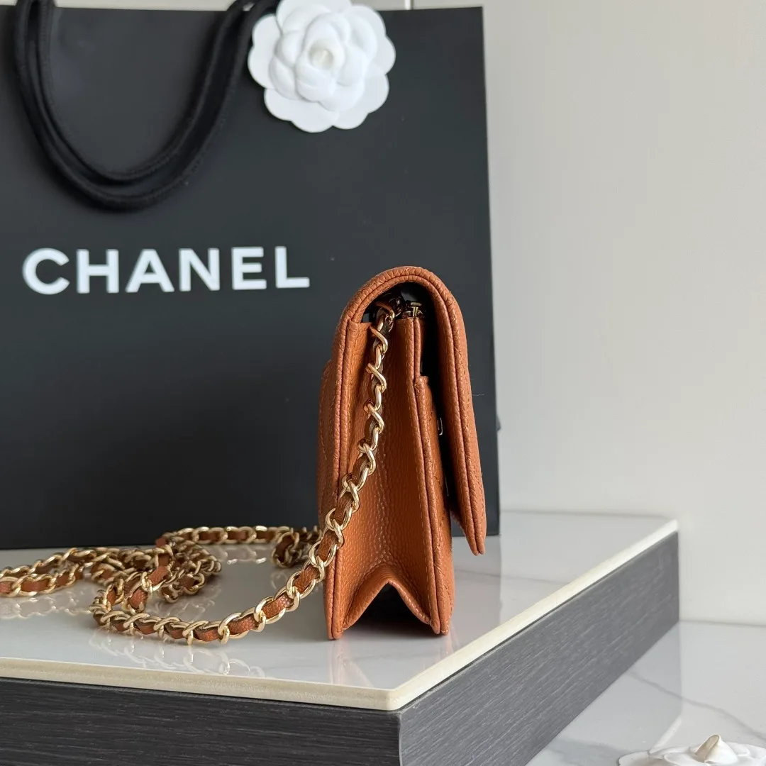 Chanel Calfskin Quilted Clutch in Tan · view 4