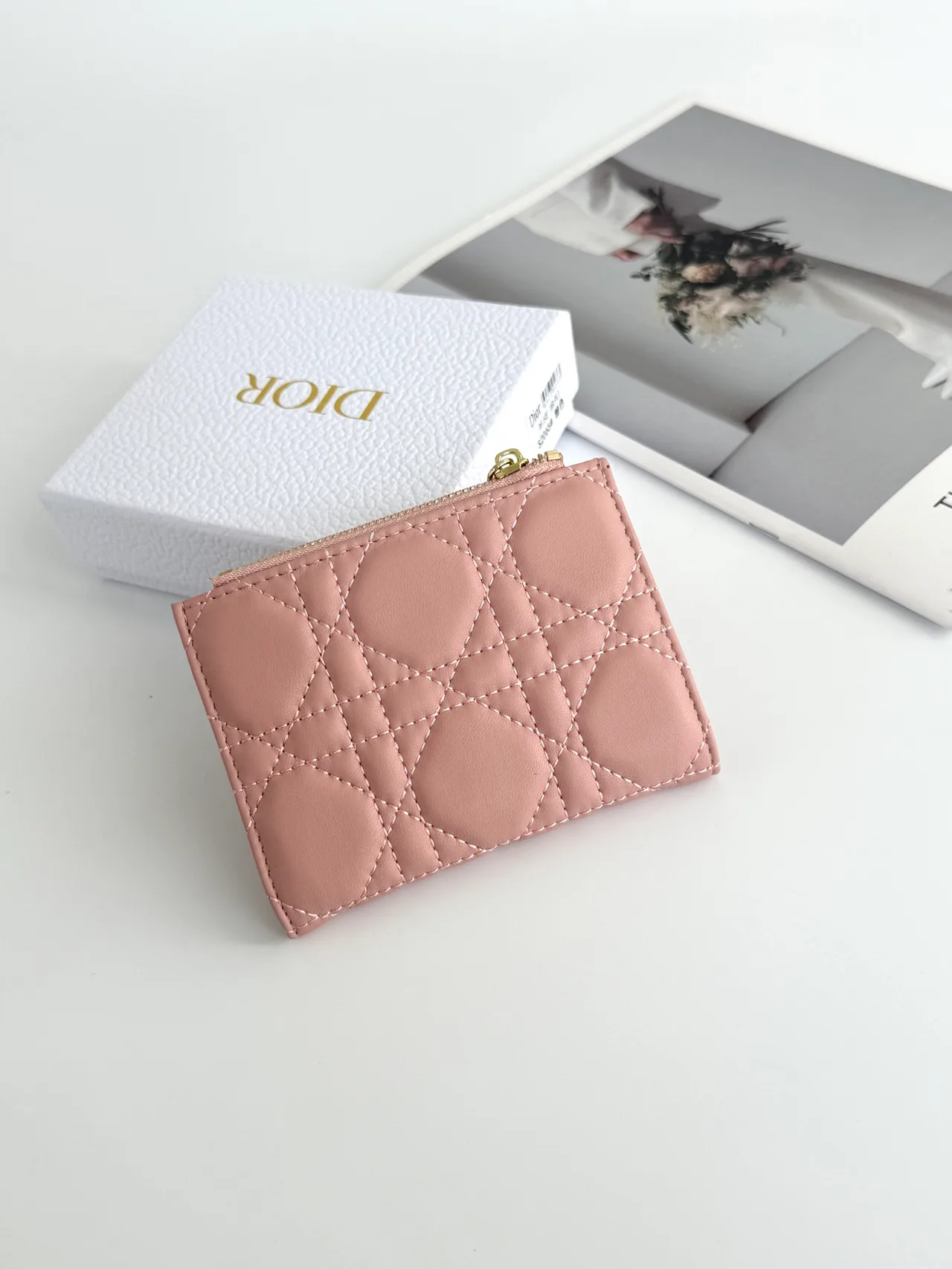 Dior Lambskin Quilted Wallet in Pink · view 2
