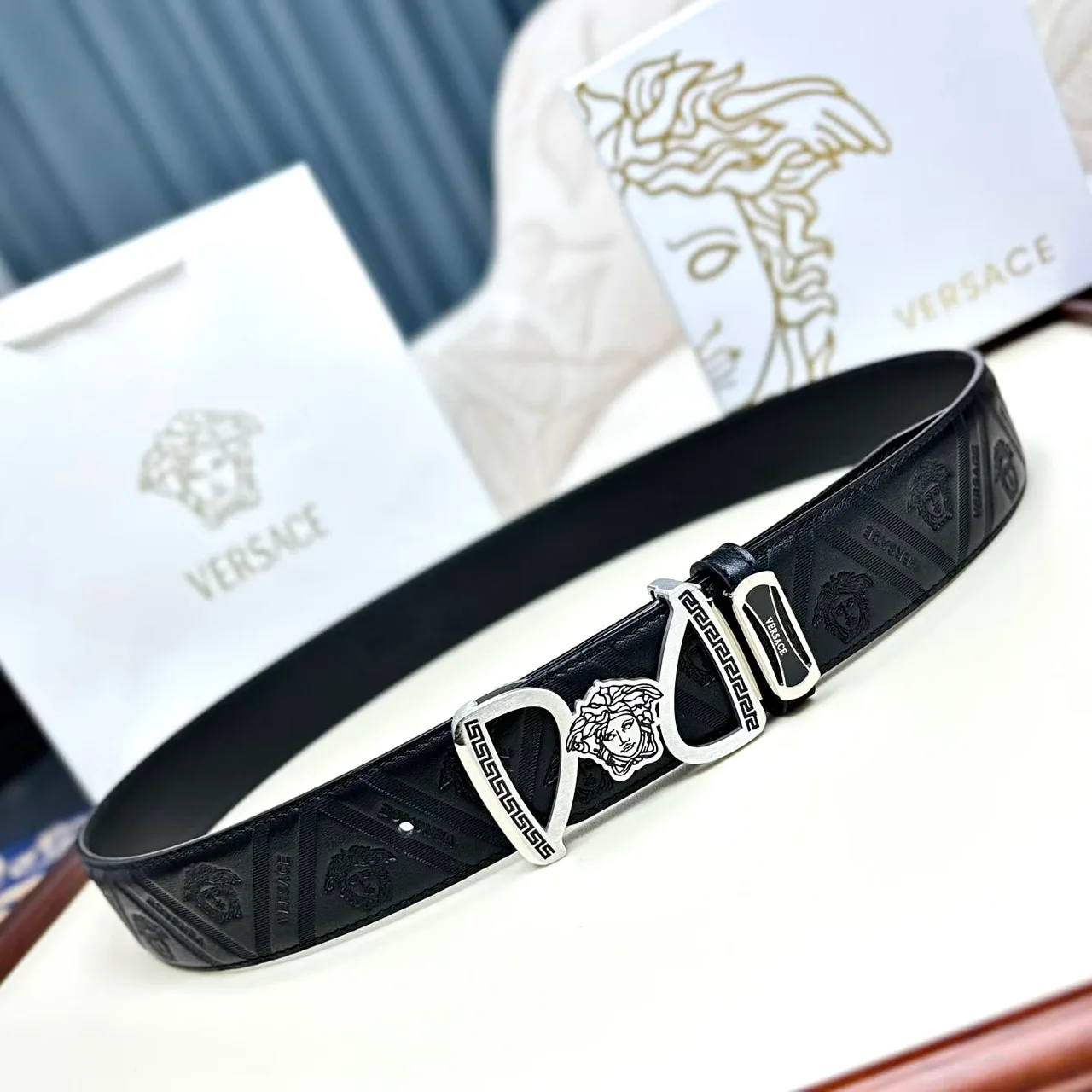 Versace Reversible Belt in Black · view 5