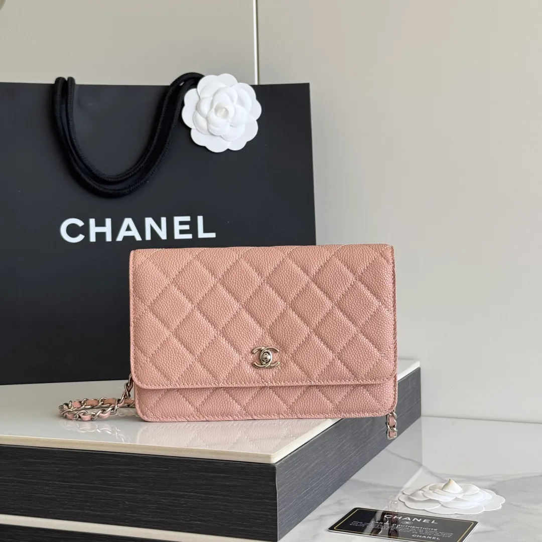 Chanel Calfskin Quilted Clutch in Pink · view 1