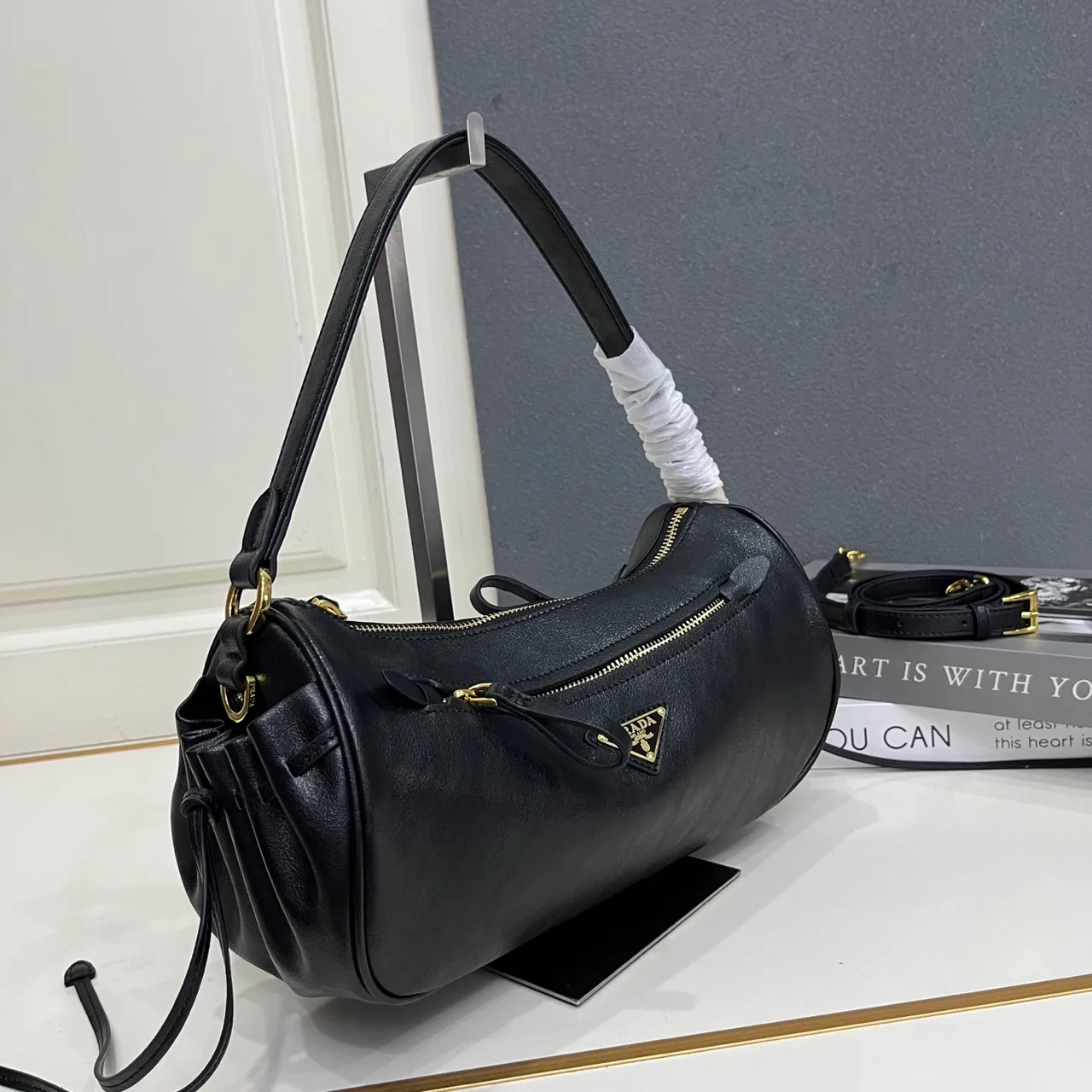 Prada Leather Shoulder Bag in Black · view 3