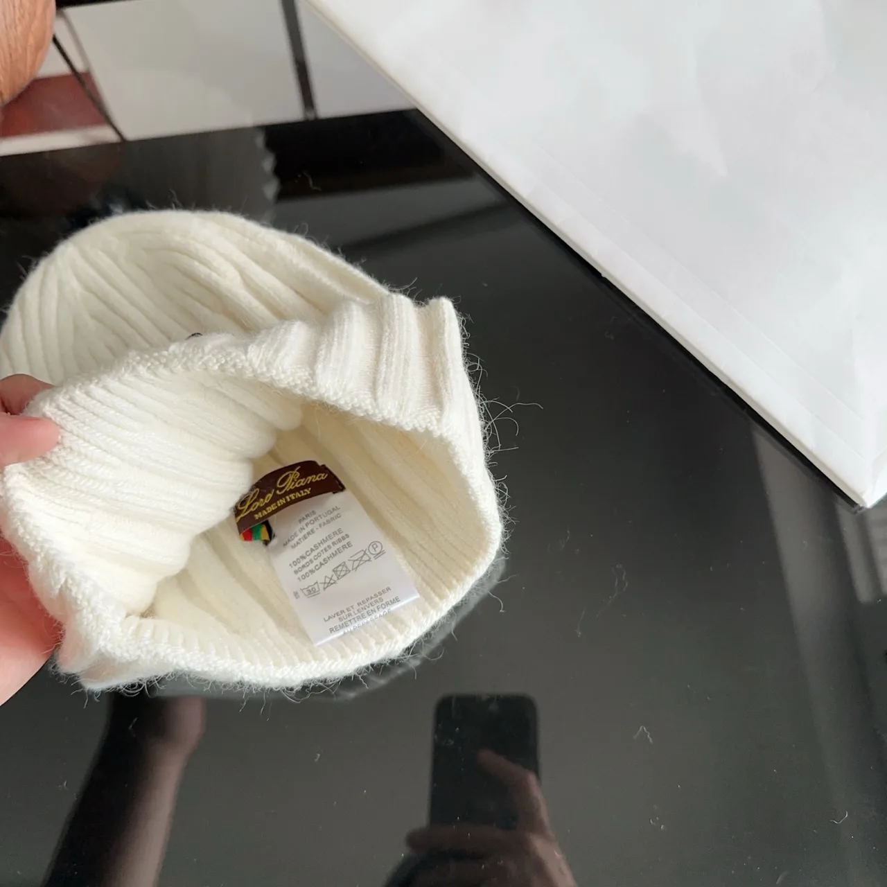 Celine Ribbed Beanie in Cream · view 8