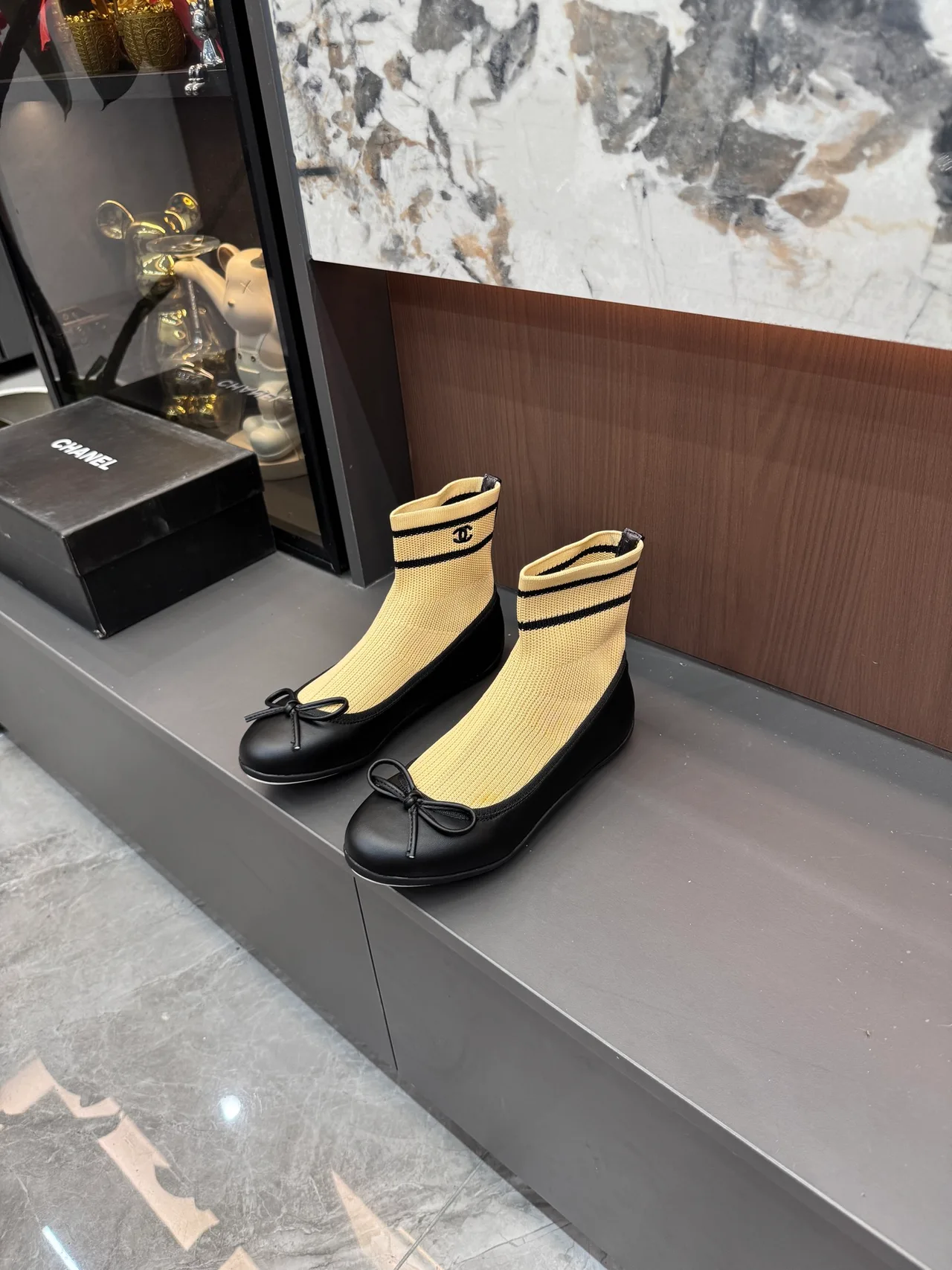 Chanel Sheepskin Sock Boots in Beige · view 1