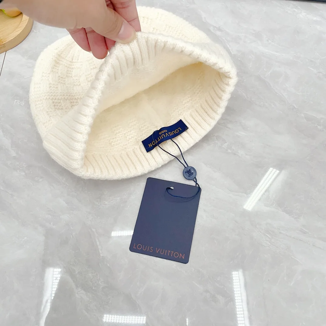 Louis Vuitton Wool Embroidered Hat Scarf and Gloves Set in White · view 6