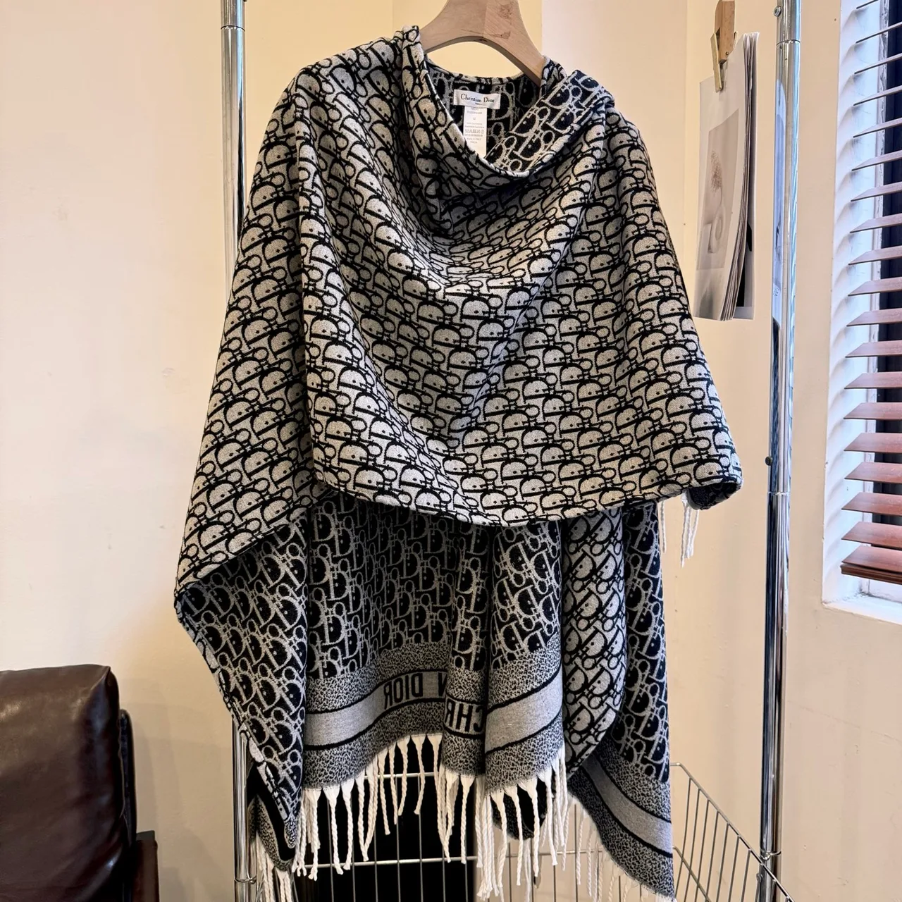Dior Cashmere Poncho in White · view 2