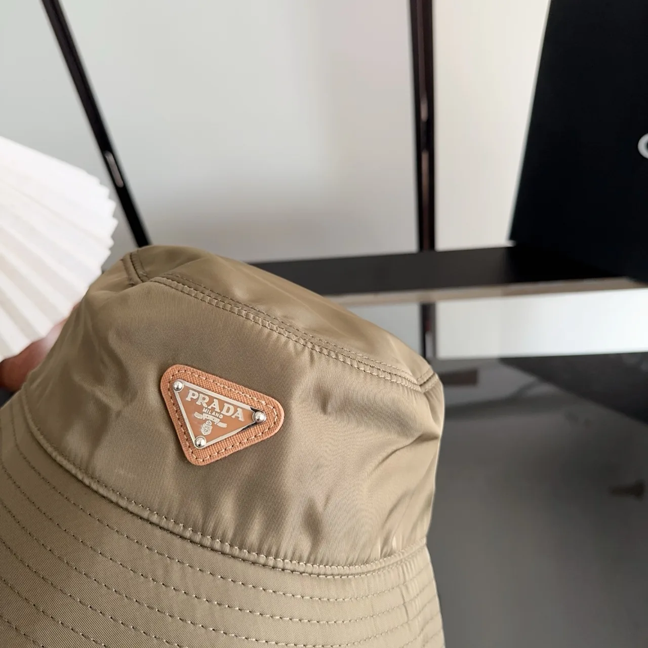 Prada Bucket Hat in Tan · view 7