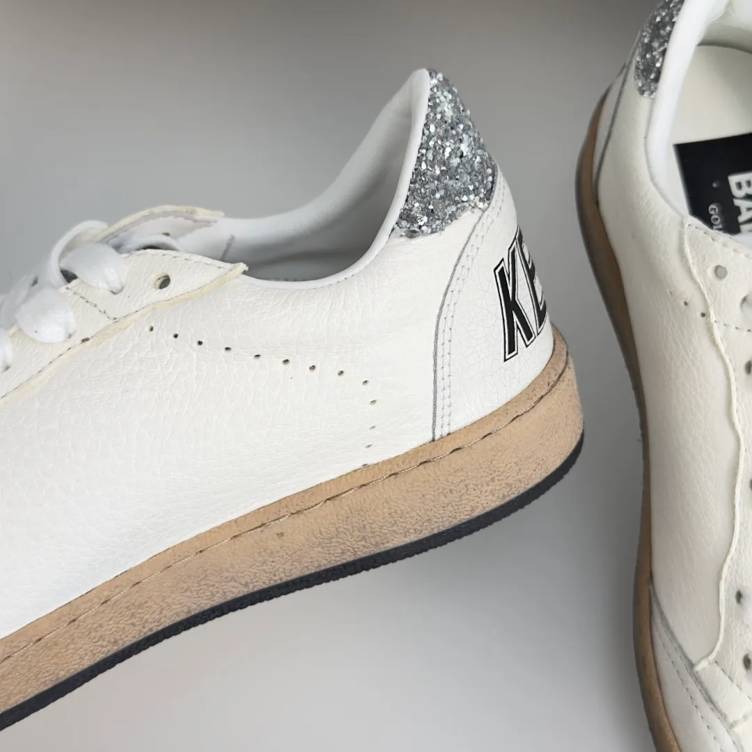 Golden Goose Cowhide Ball Star Sneakers in White · view 6