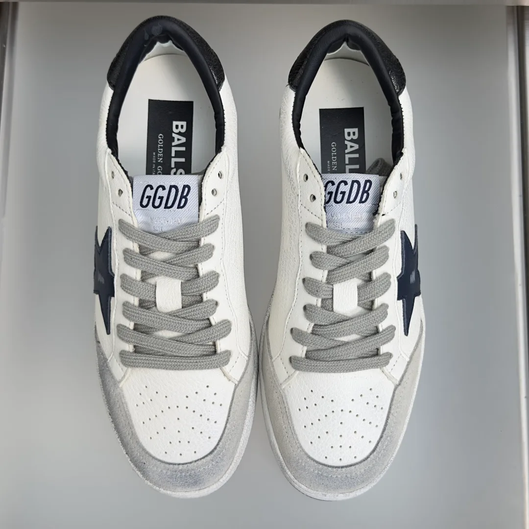 Golden Goose Cowhide Ball Star Sneakers in White · view 4