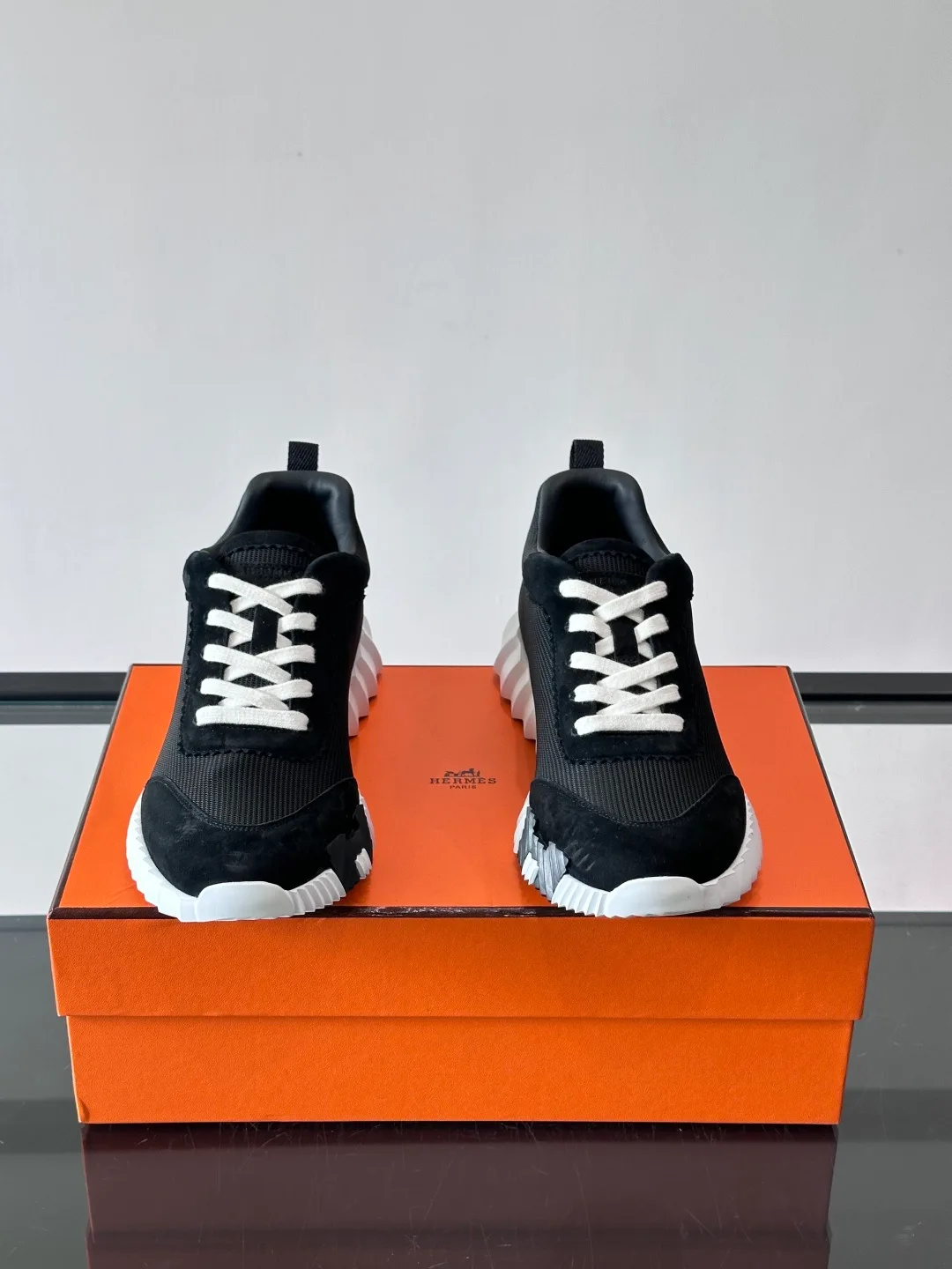 Hermes Striped Sneakers in Black · view 2