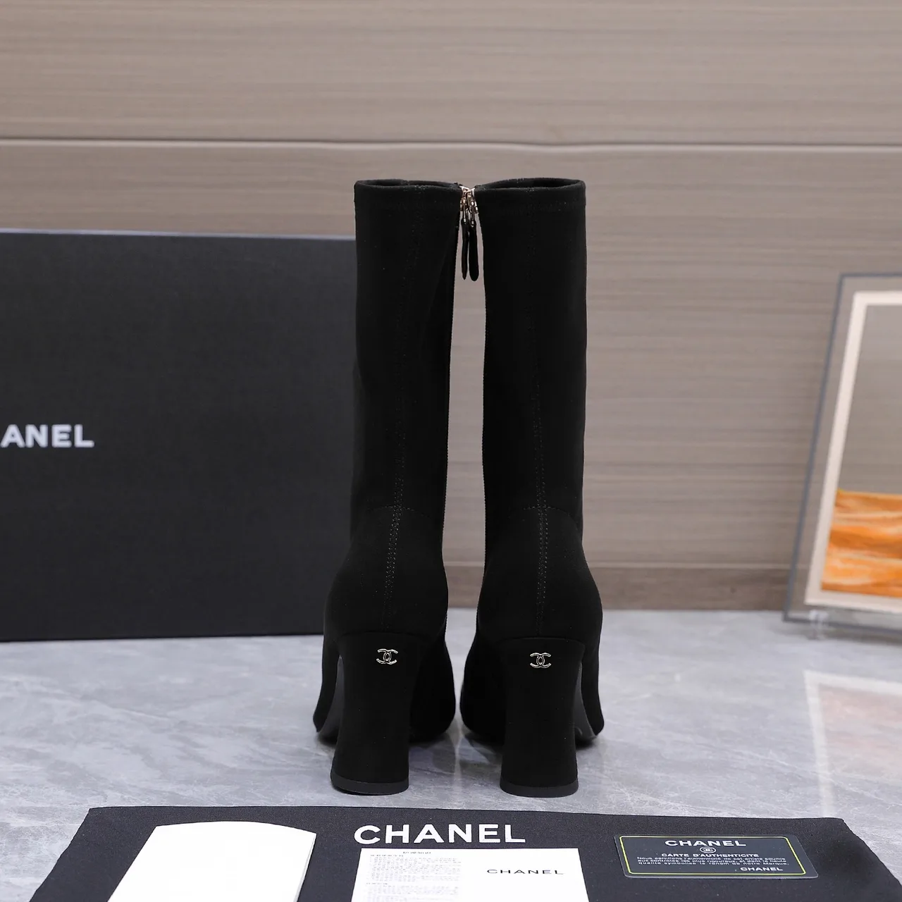 Chanel Cowhide Boots in Black · view 5
