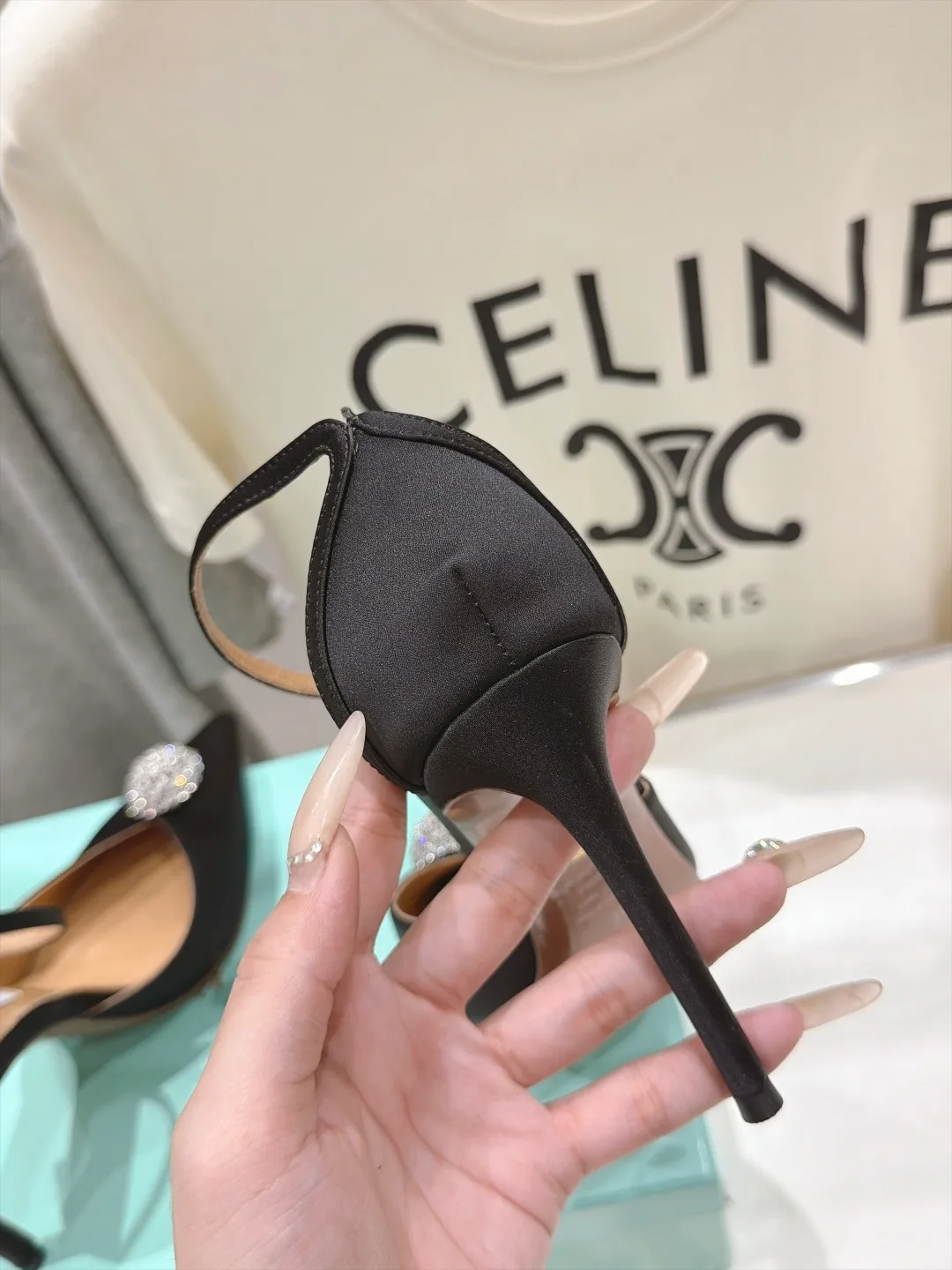 Aquazzura Silk Pointed Slingback Pumps in Black · view 7
