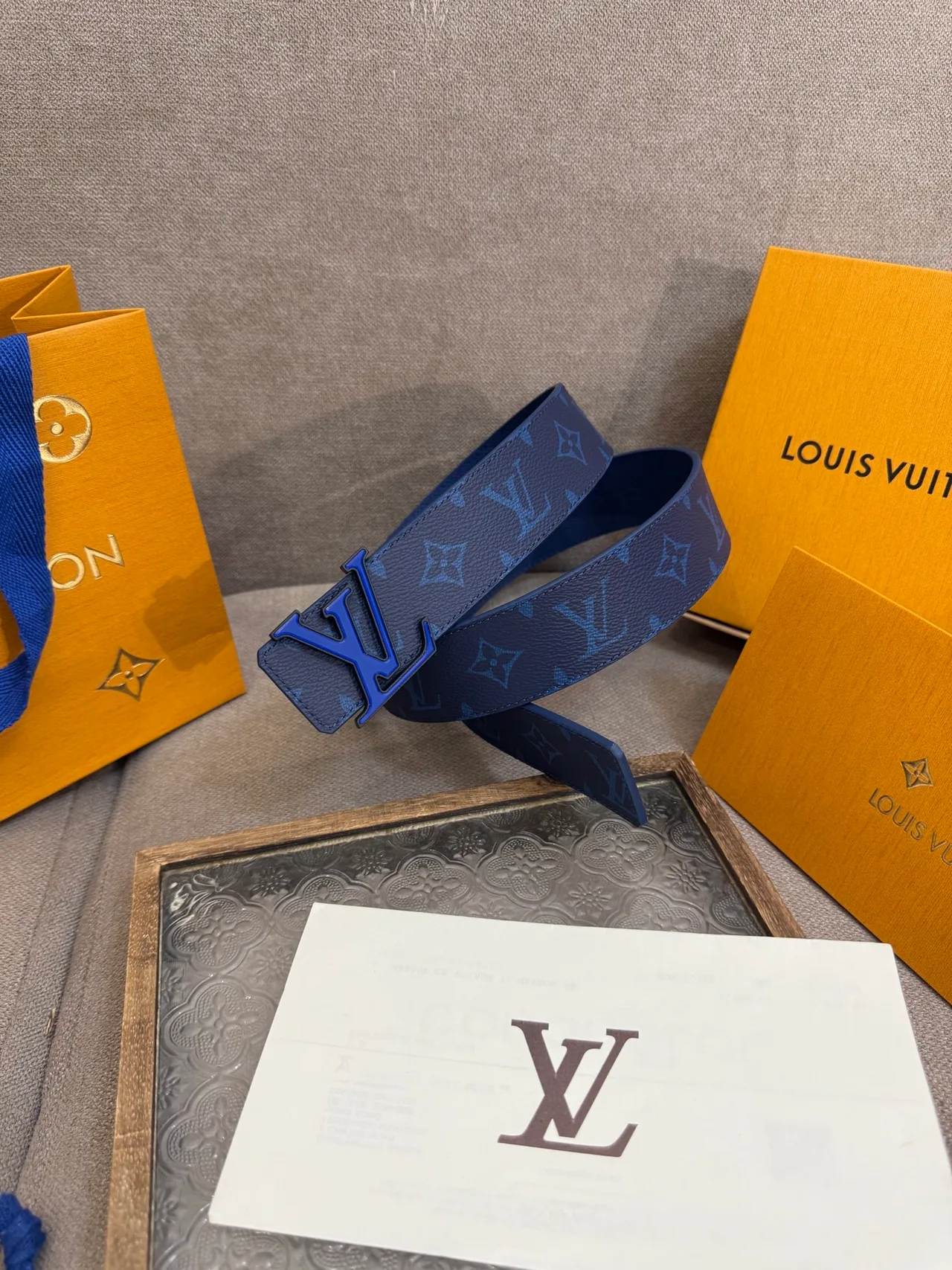 Louis Vuitton Leather Monogram Belt in Blue · view 1