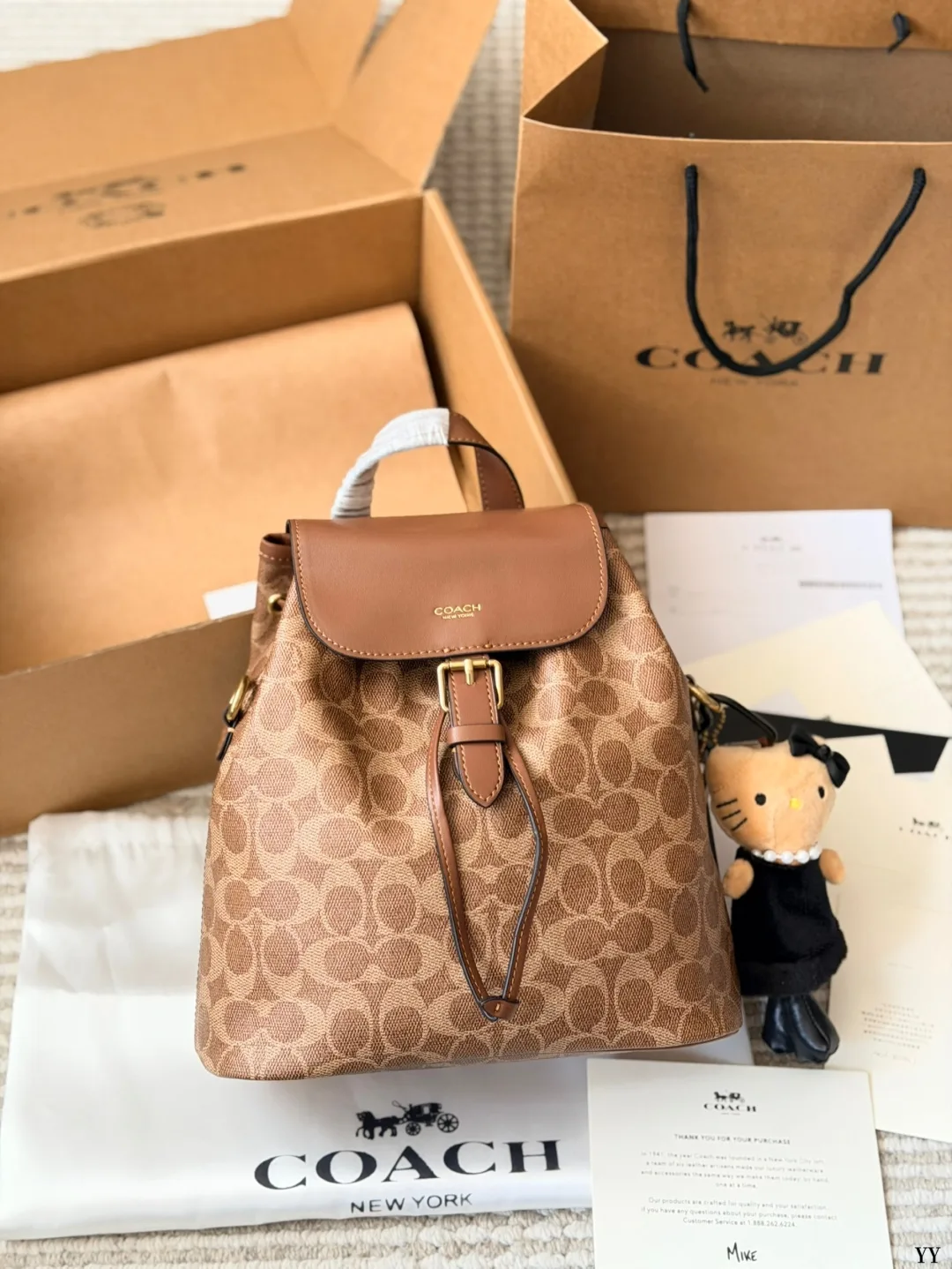 Coach Path Backpack in Grey & Brown · view 4