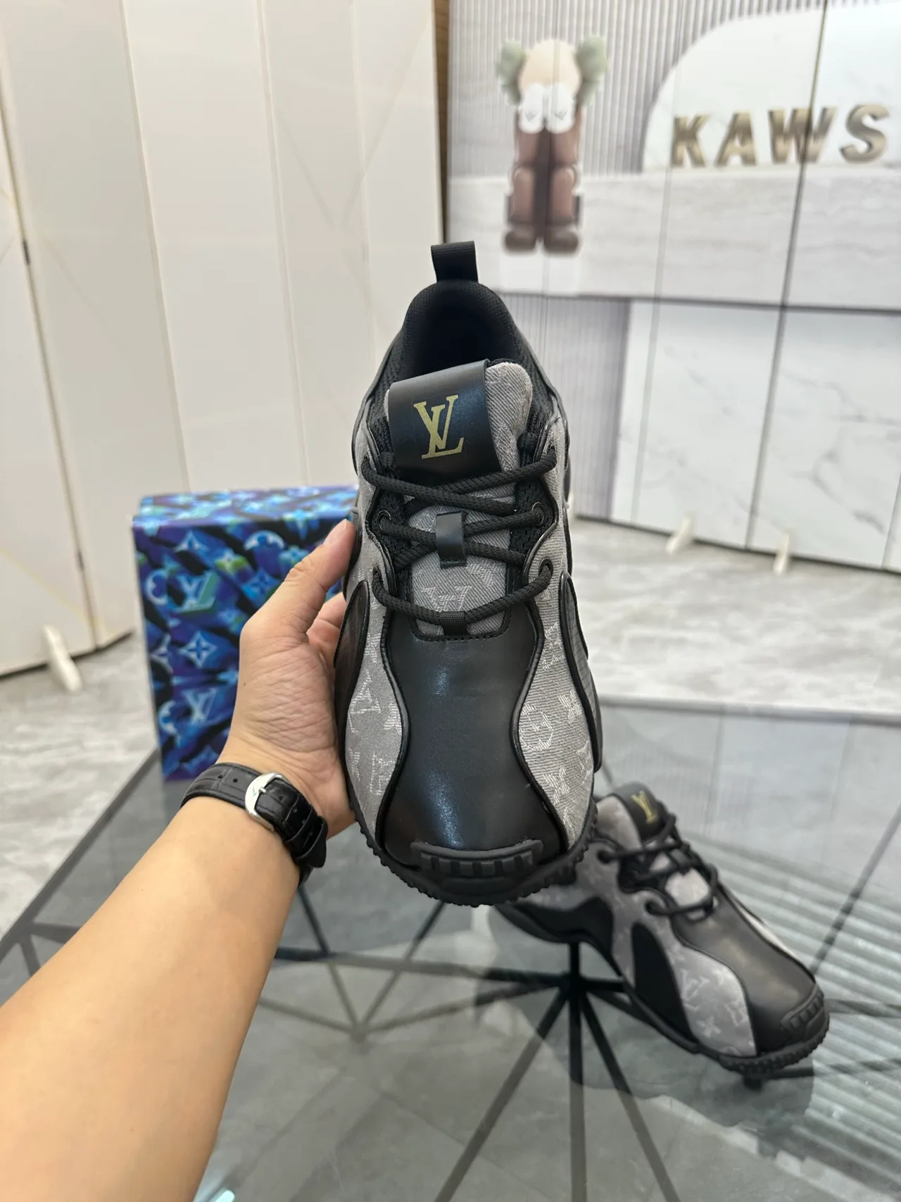 Louis Vuitton Cowhide Smooth Sneakers in Black · view 5