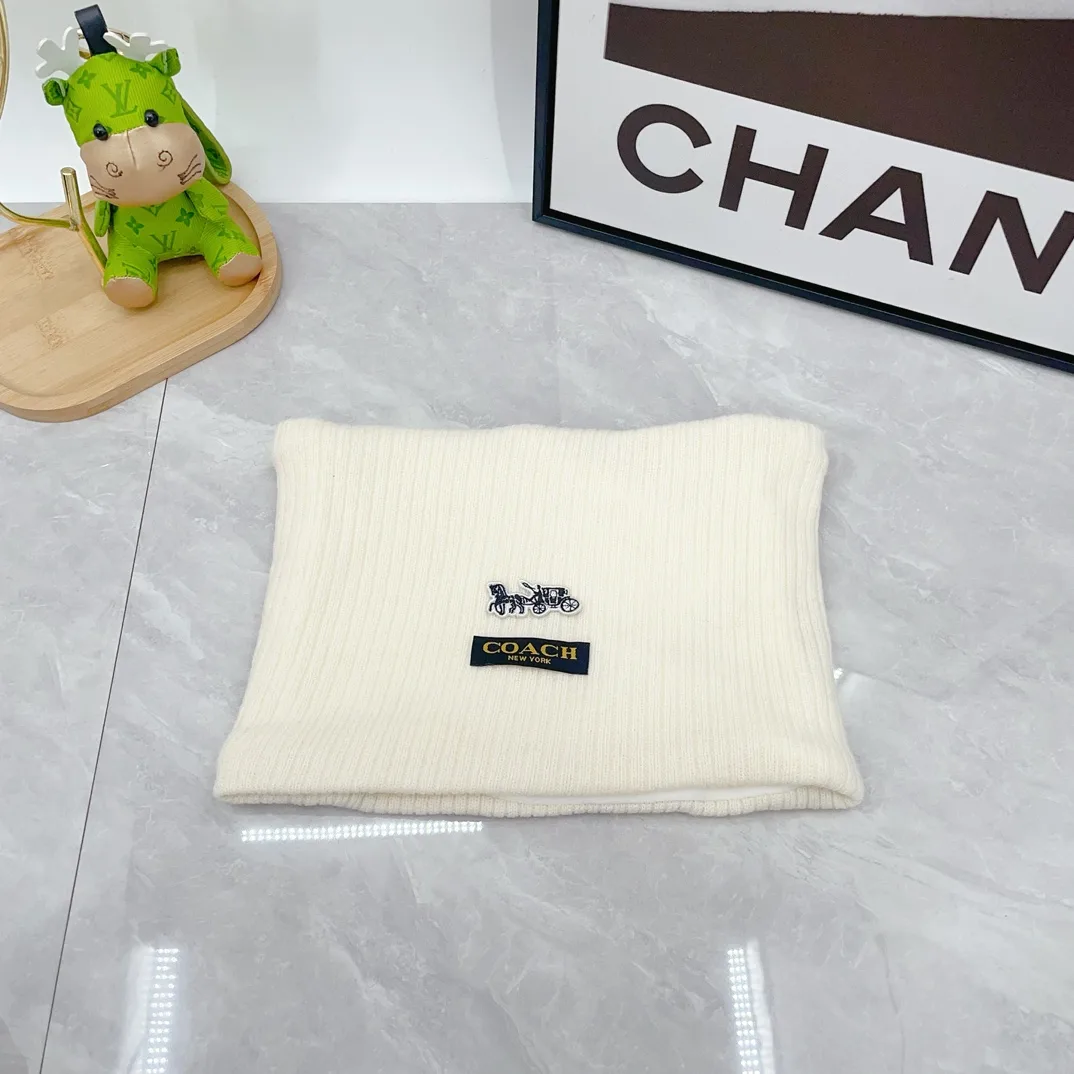 Coach Wool Ribbed Embroidered Hat Scarf and Gloves Set in White · view 3
