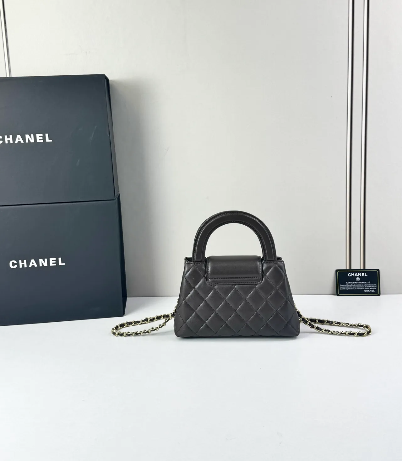 Chanel Quilted Glossy Mini Kelly Bag in Brown · view 2