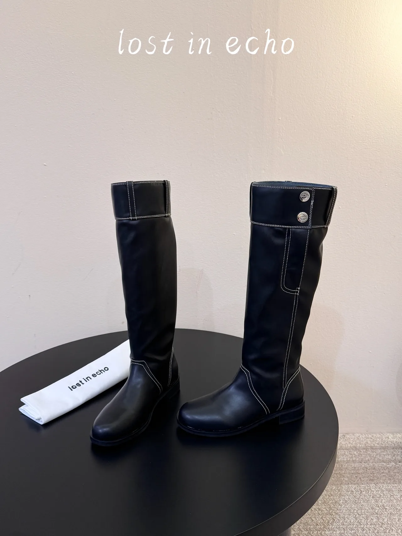 Lost in Echo Knee-High Boots in Black & Brown · view 6