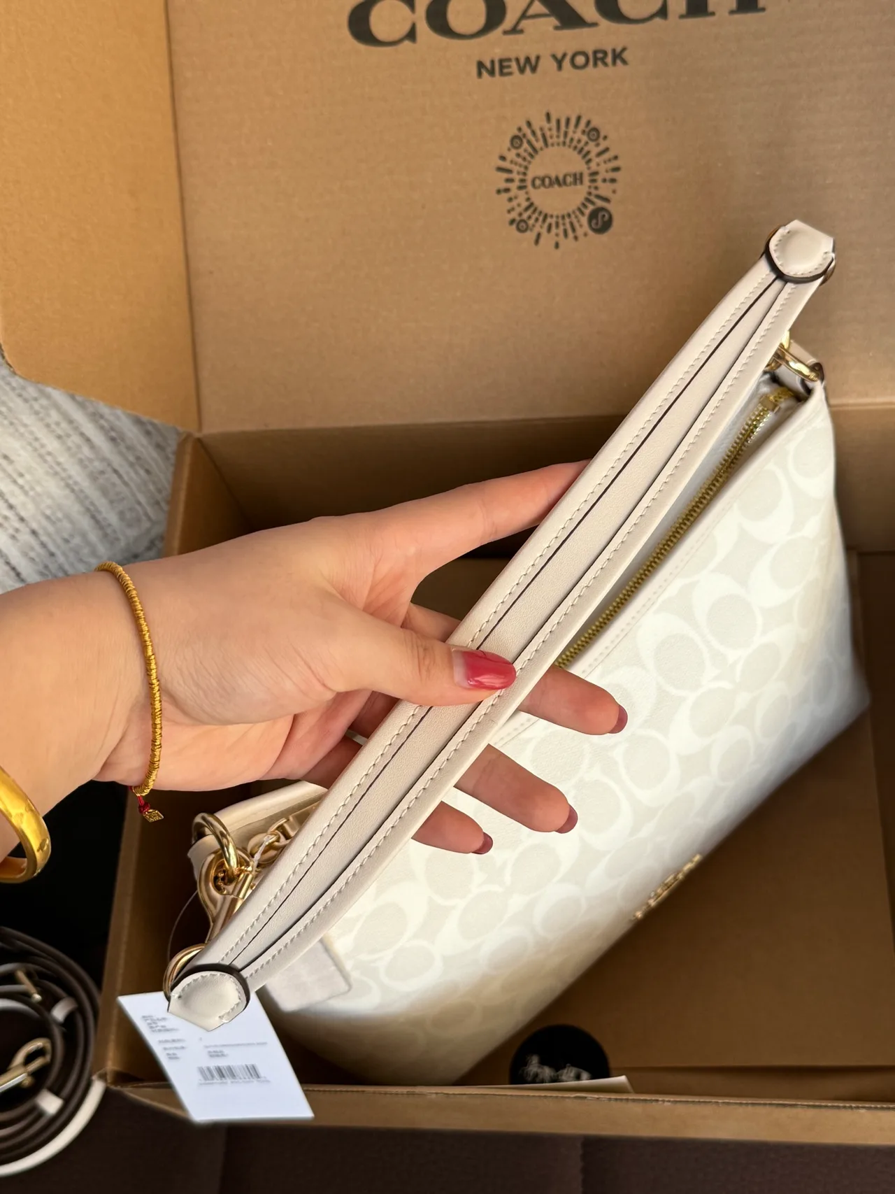 Coach Glossy Hobo Bag in White · view 5