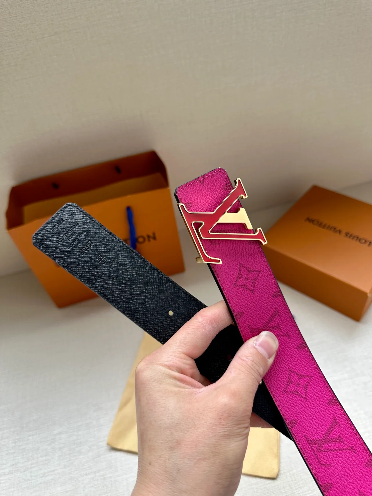 Louis Vuitton Canvas Belt in Pink · view 6