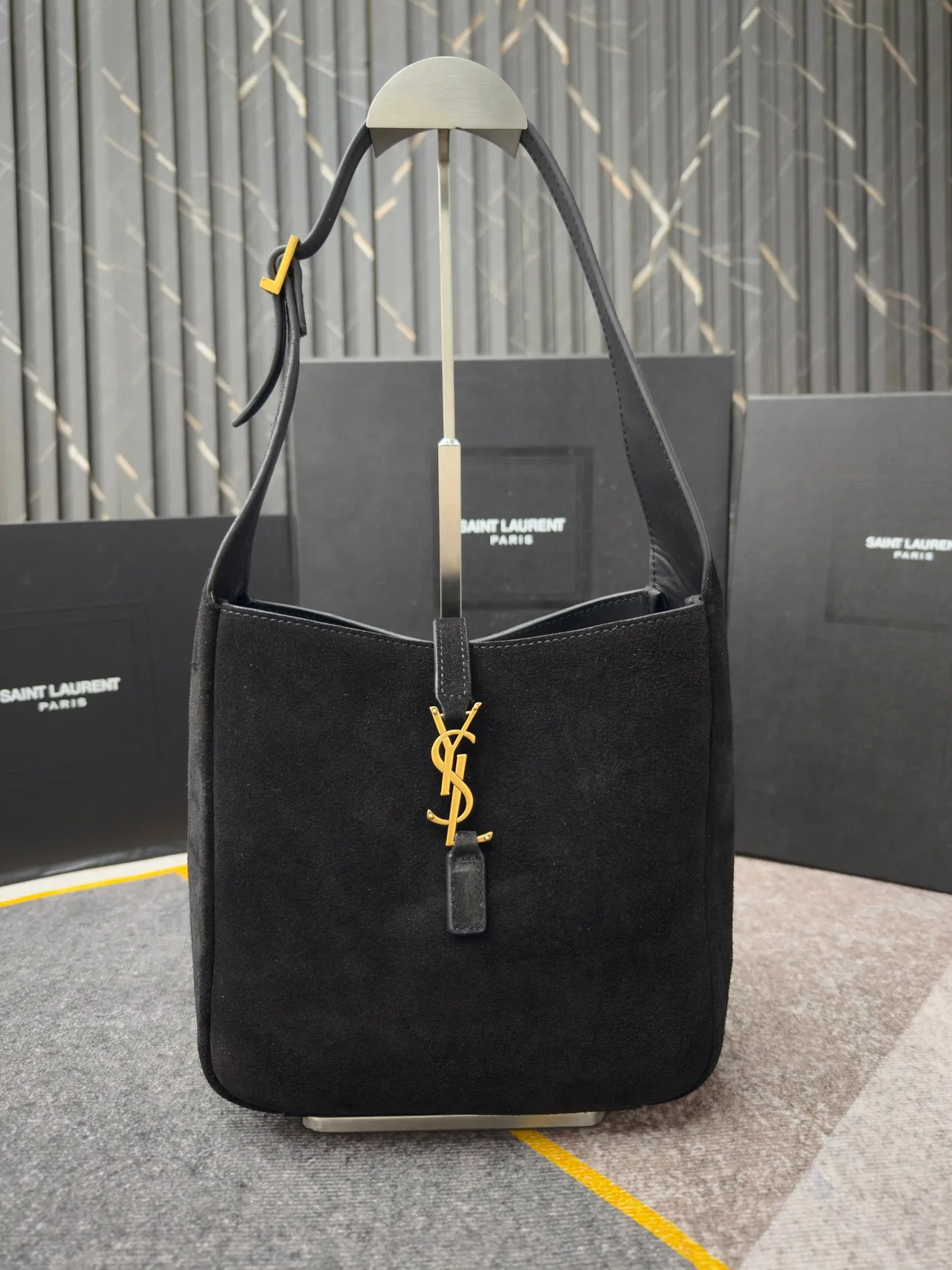 Saint Laurent Suede Hobo Bag in Black · view 1