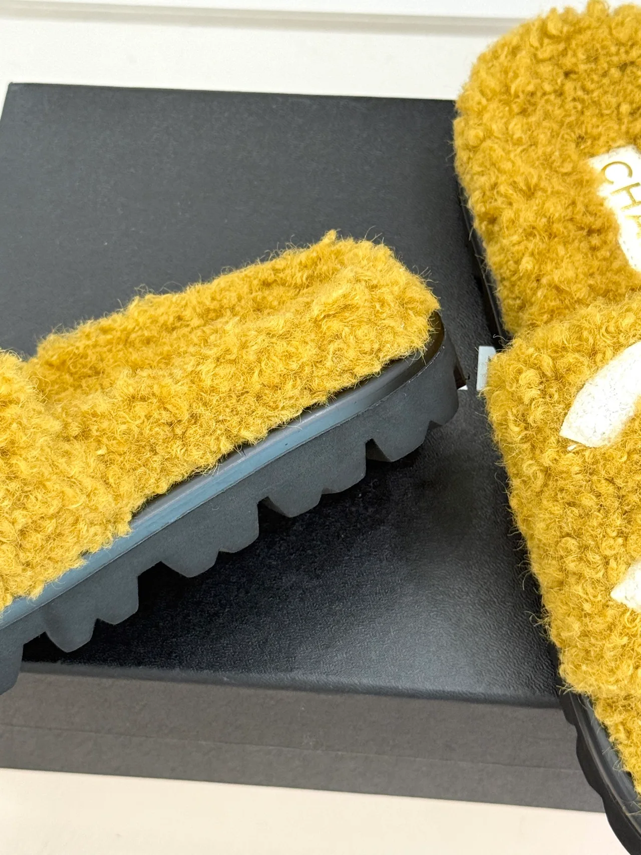 Chanel Denim Slippers in Yellow · view 6