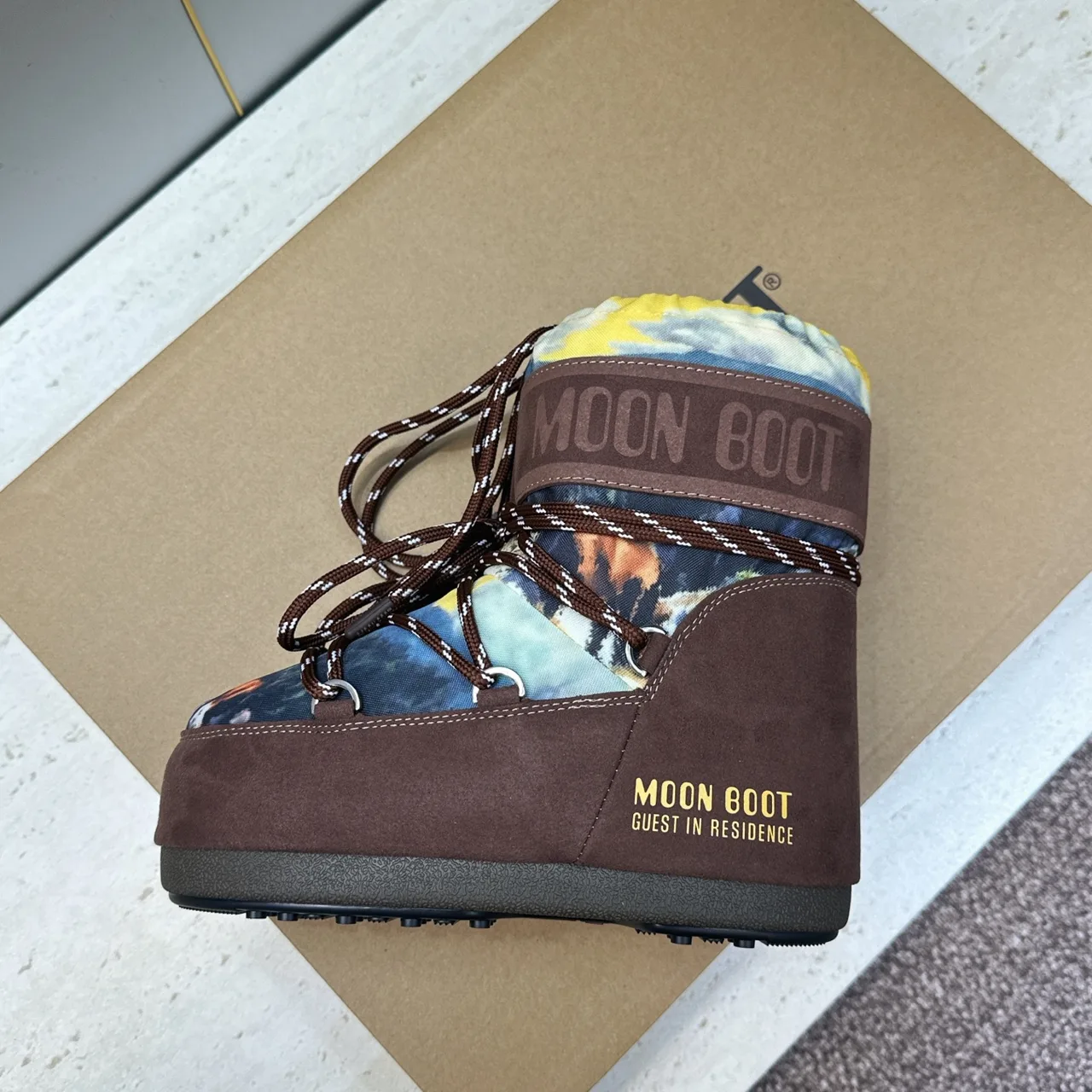 Moon Boot Woven Lace-Up Snow Boots in Brown · view 5