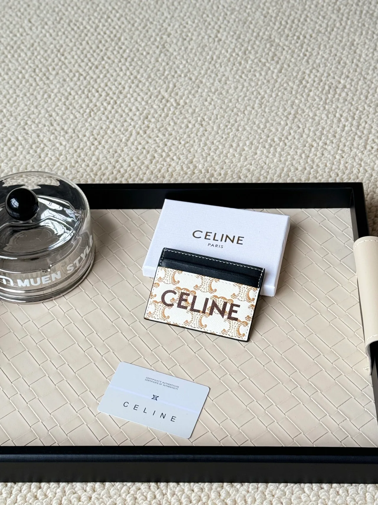 Celine Zip Cardholder in White · view 2