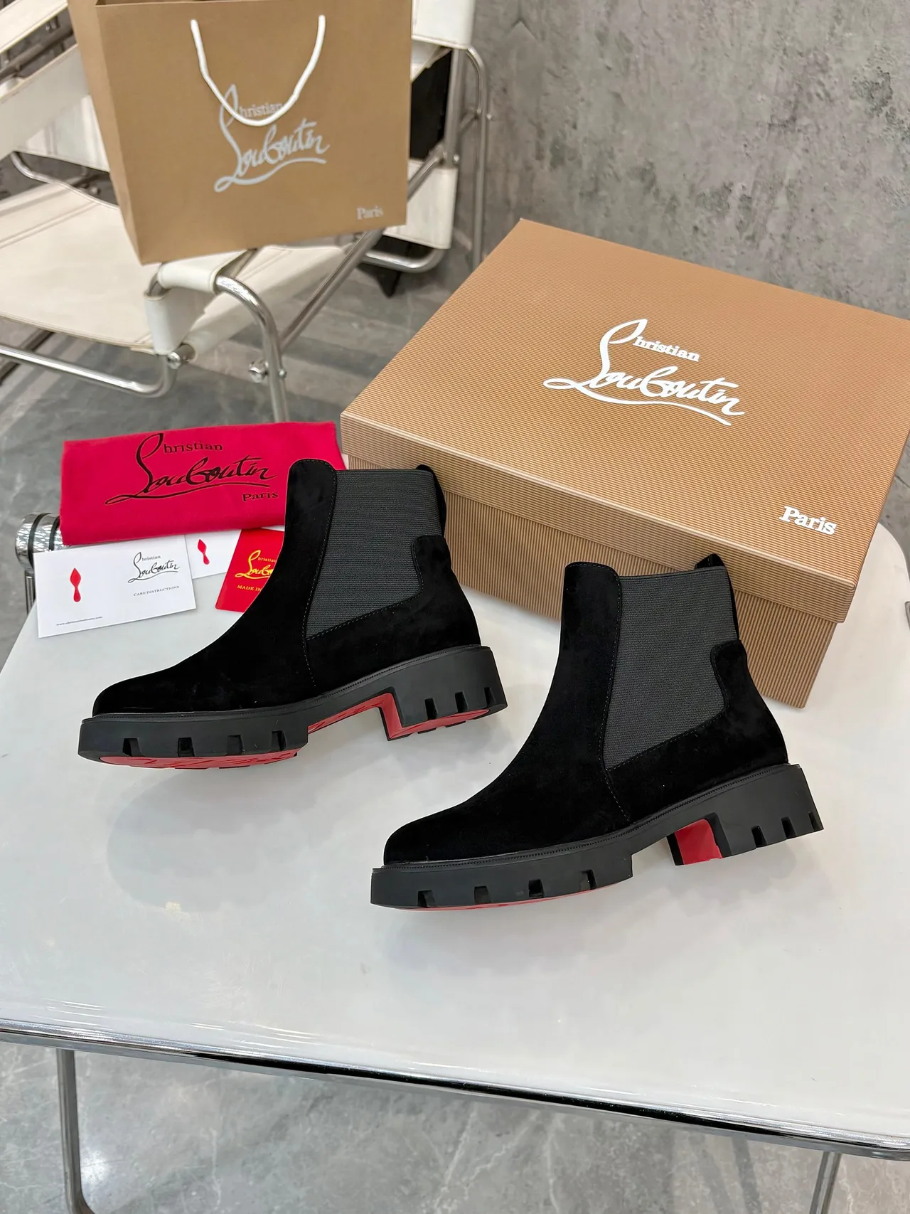 Christian Louboutin Chelsea Boots in Black & Brown & Grey · view 4