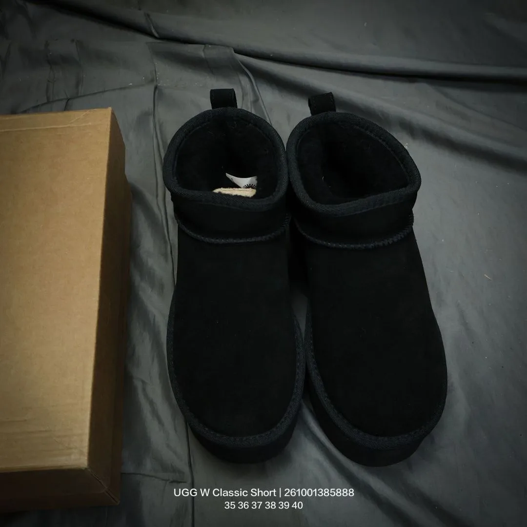 UGG Wool Ribbed Suede-Look Ankle Boots in Black · view 1
