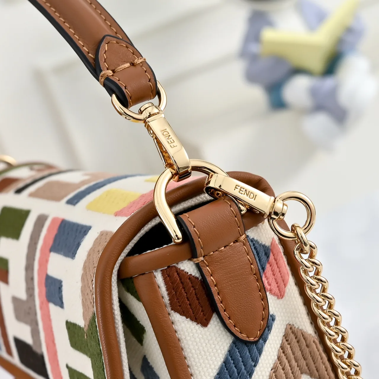 Fendi Baguette Canvas Smooth Bag in White · view 4