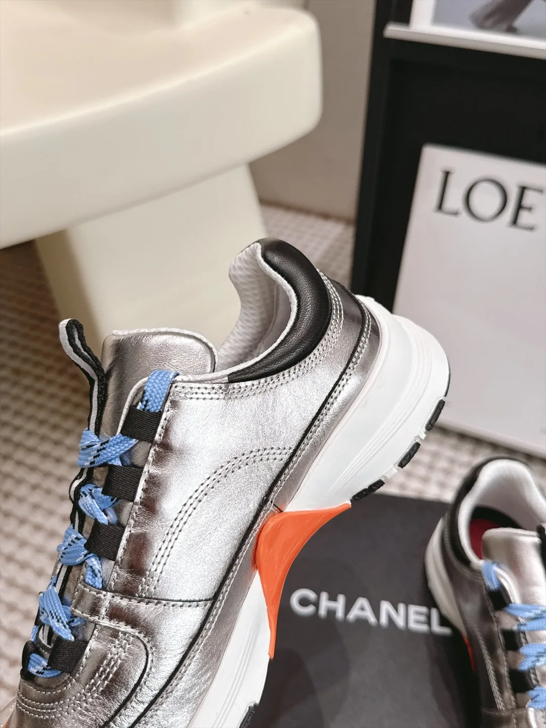 Loewe Cowhide Sneakers in Silver · view 6