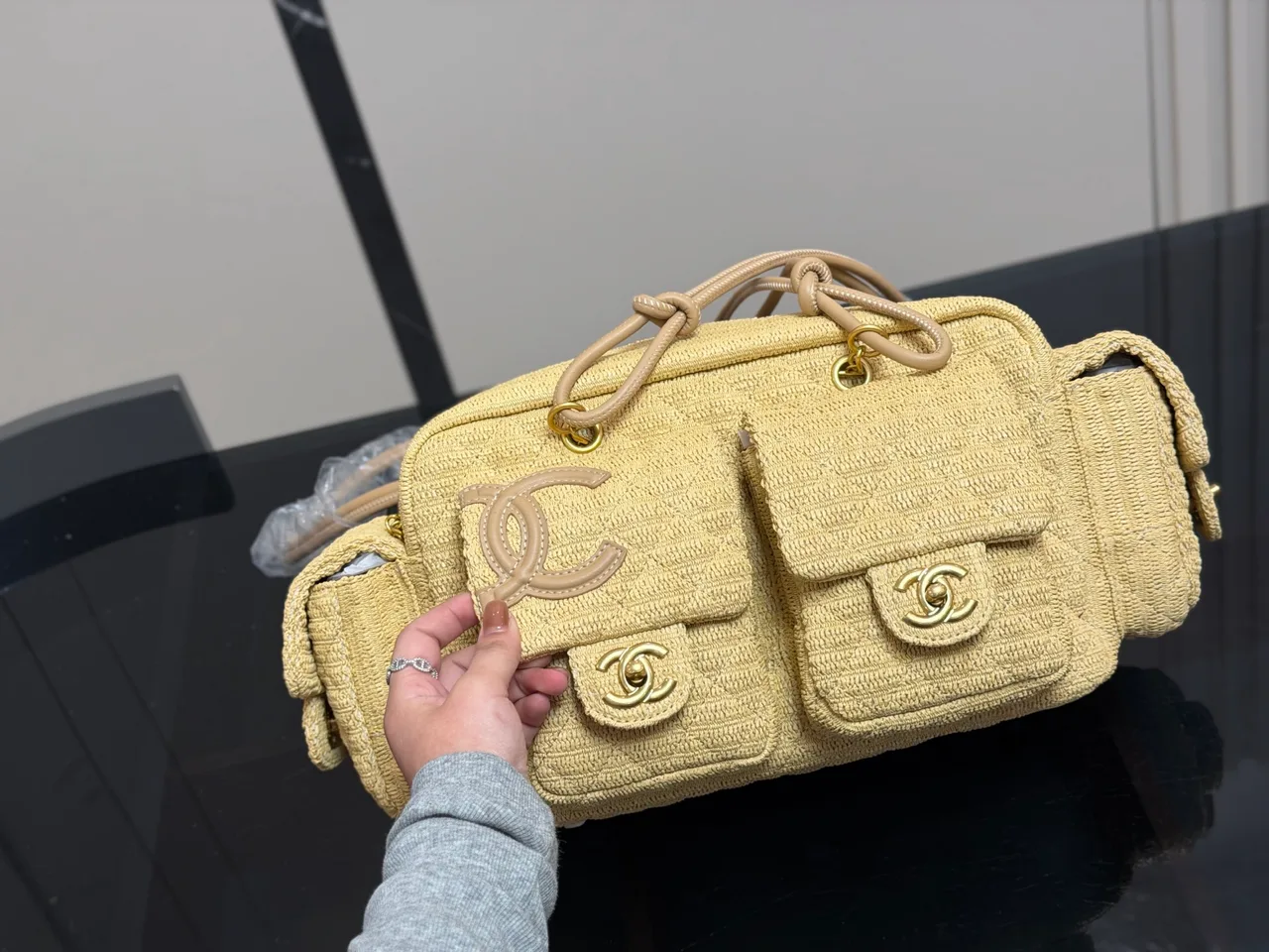 Chanel Denim Shoulder Bag in Yellow · view 3